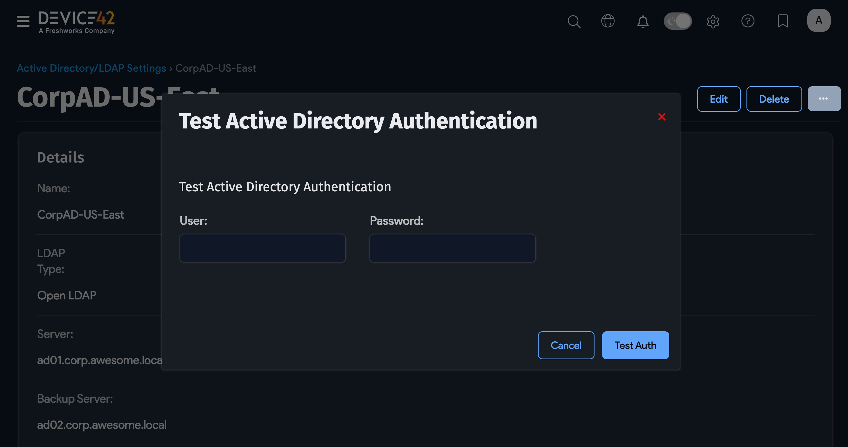 Test Connections settings prompt