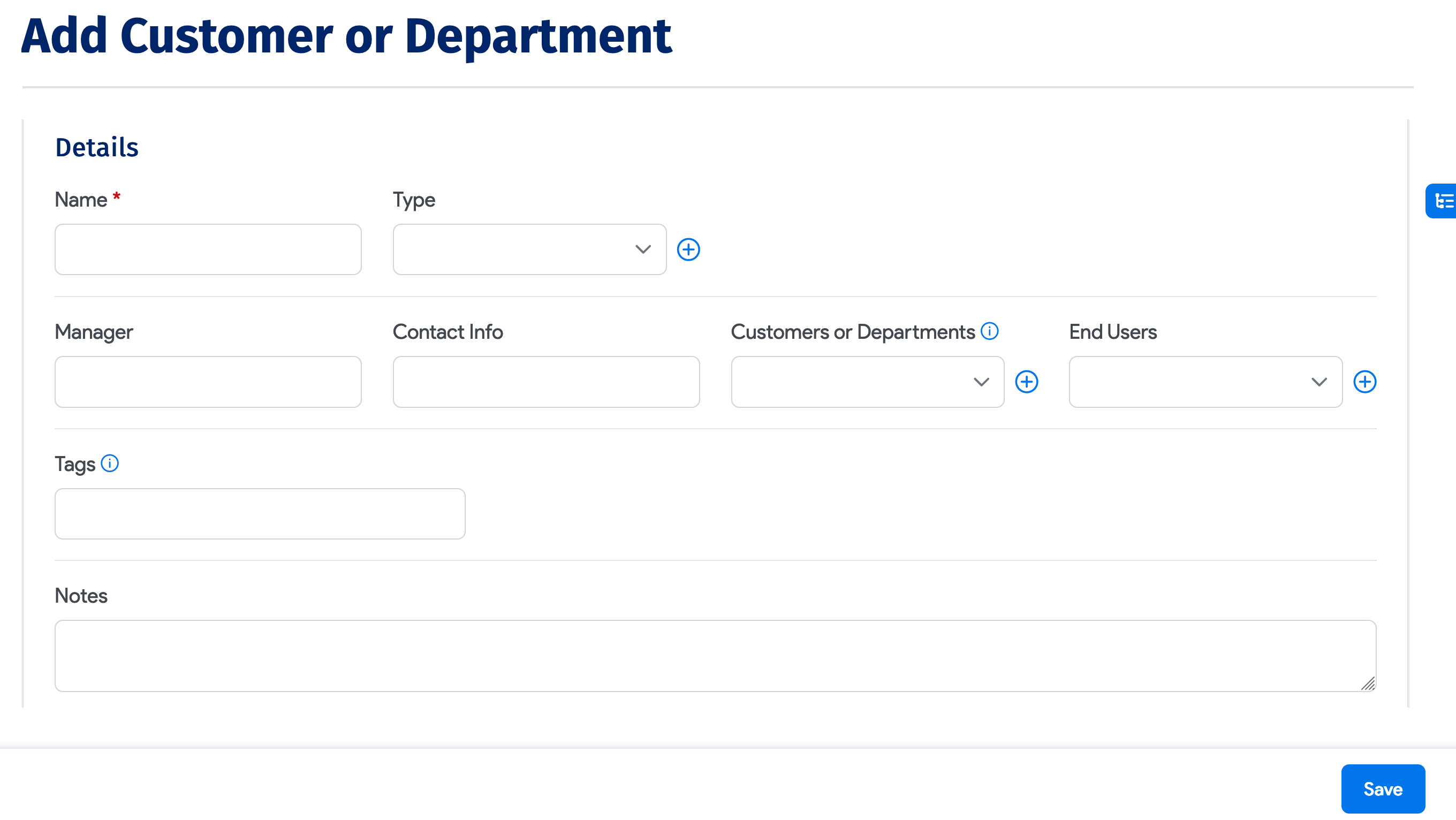 Departments for End Users