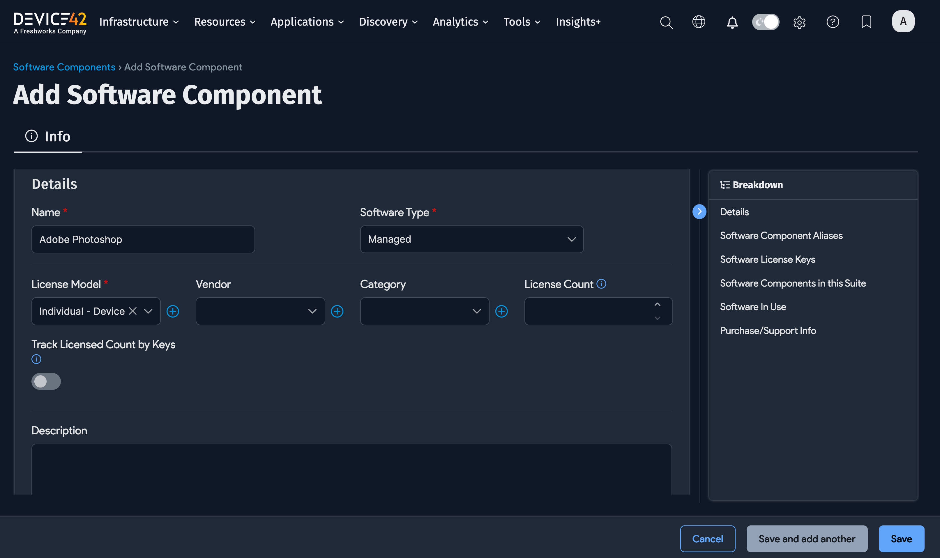 Add software component
