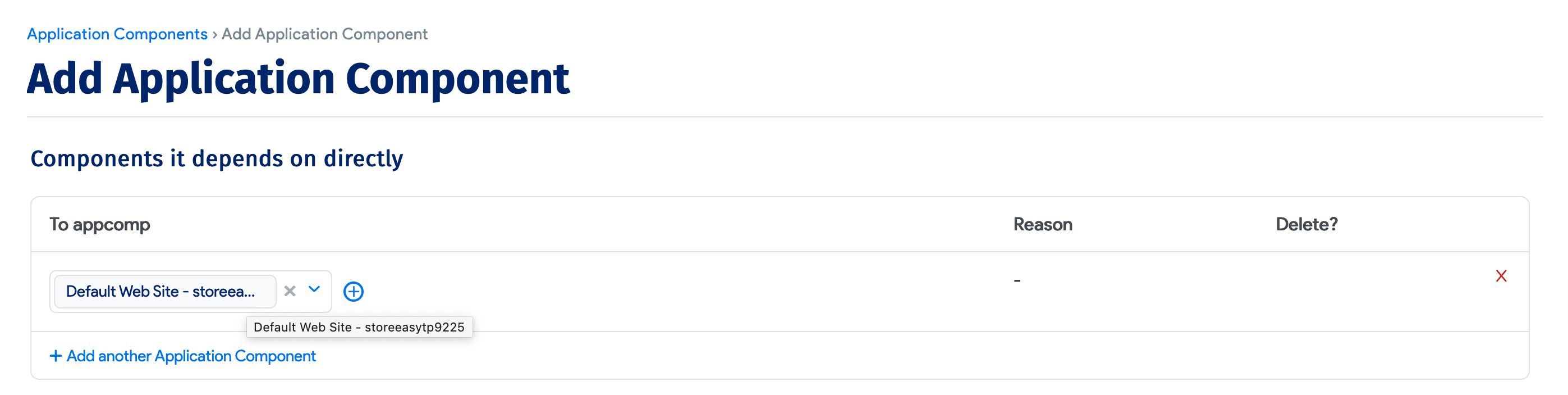 Defining an exchange server component bottom screen