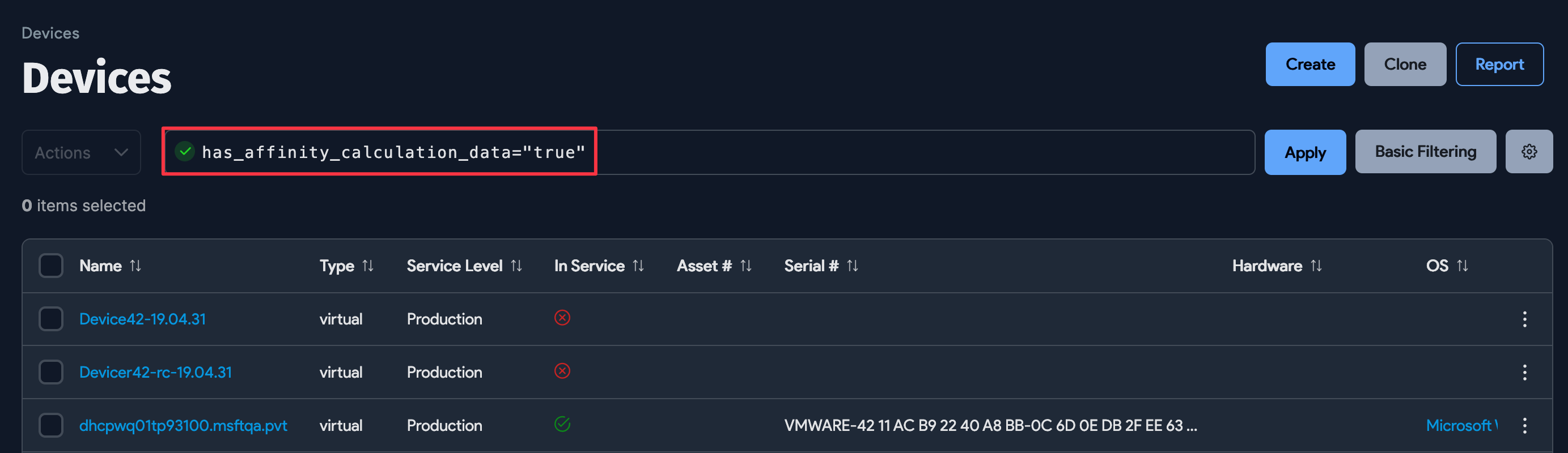 Filter devices with calculations
