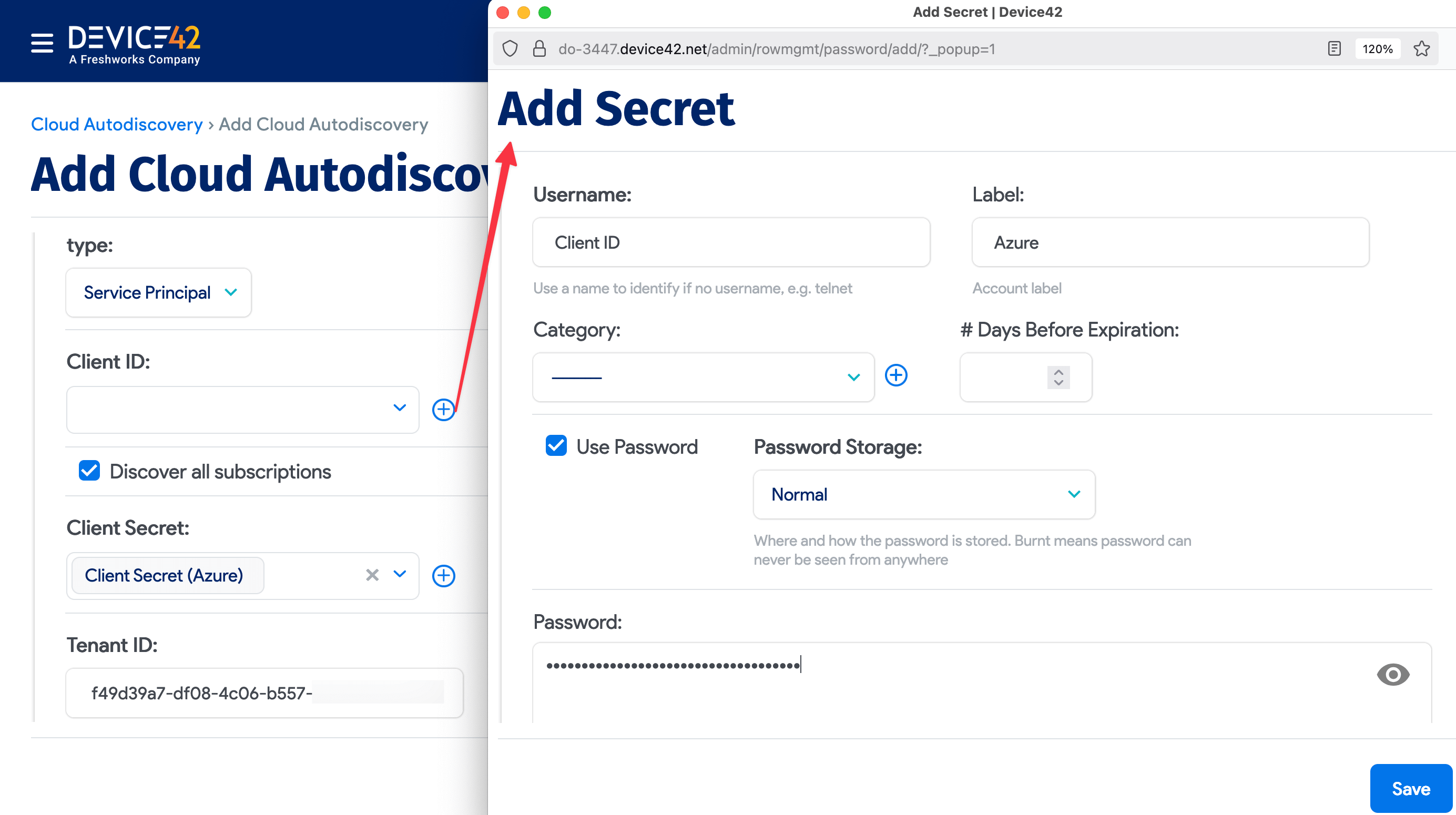 Add Azure credentials