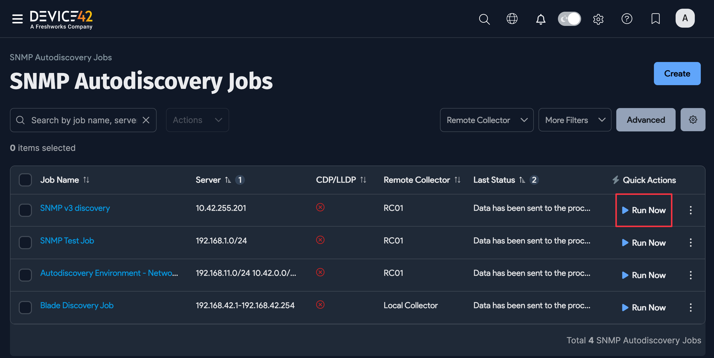 Run the blade system job from the list page