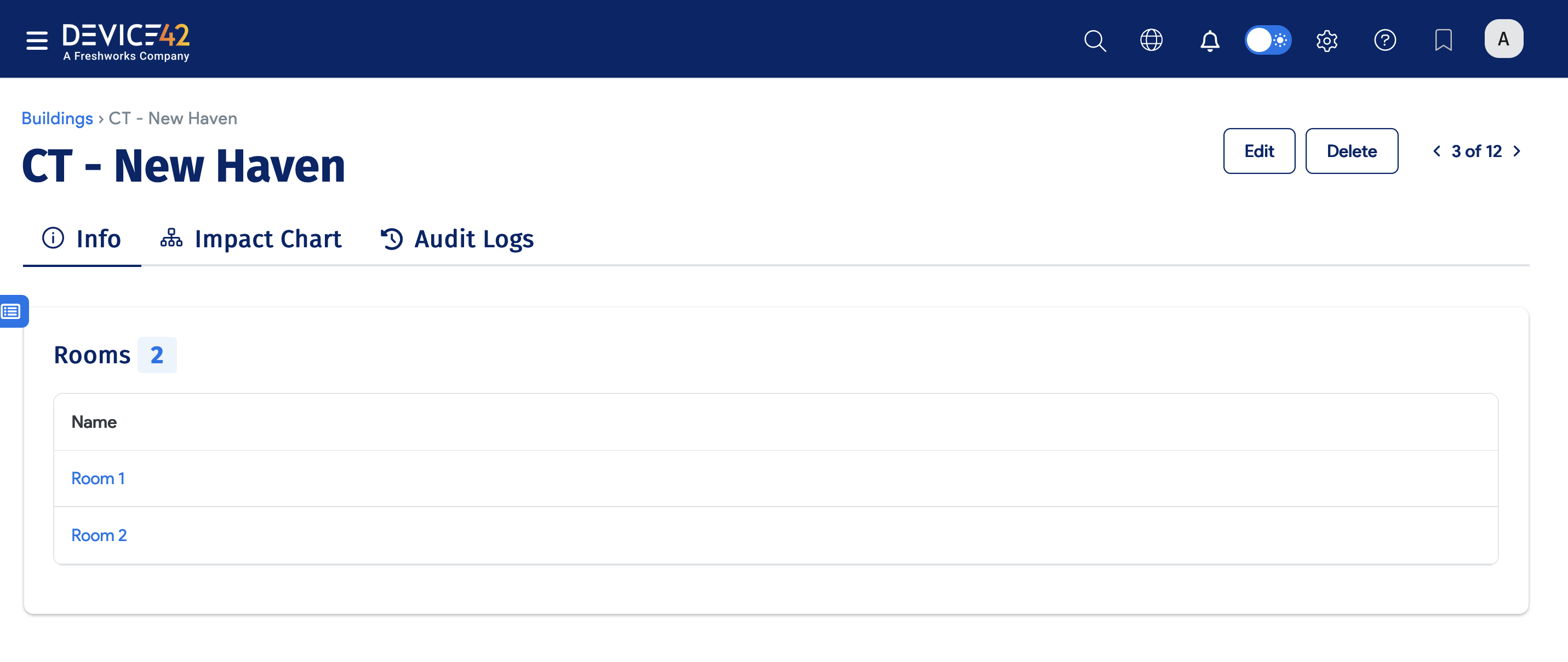 Buildings with Room links