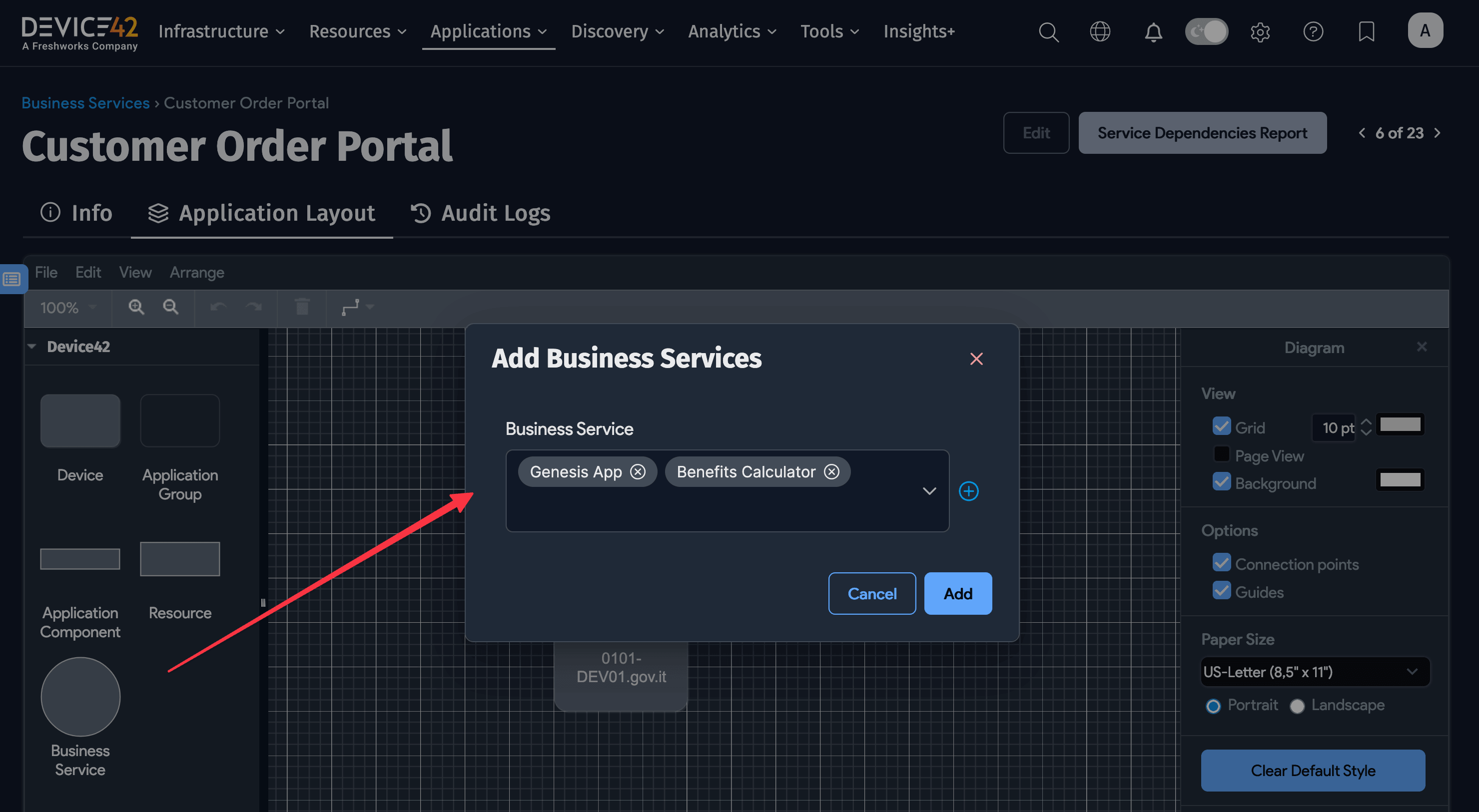 Business Service add box