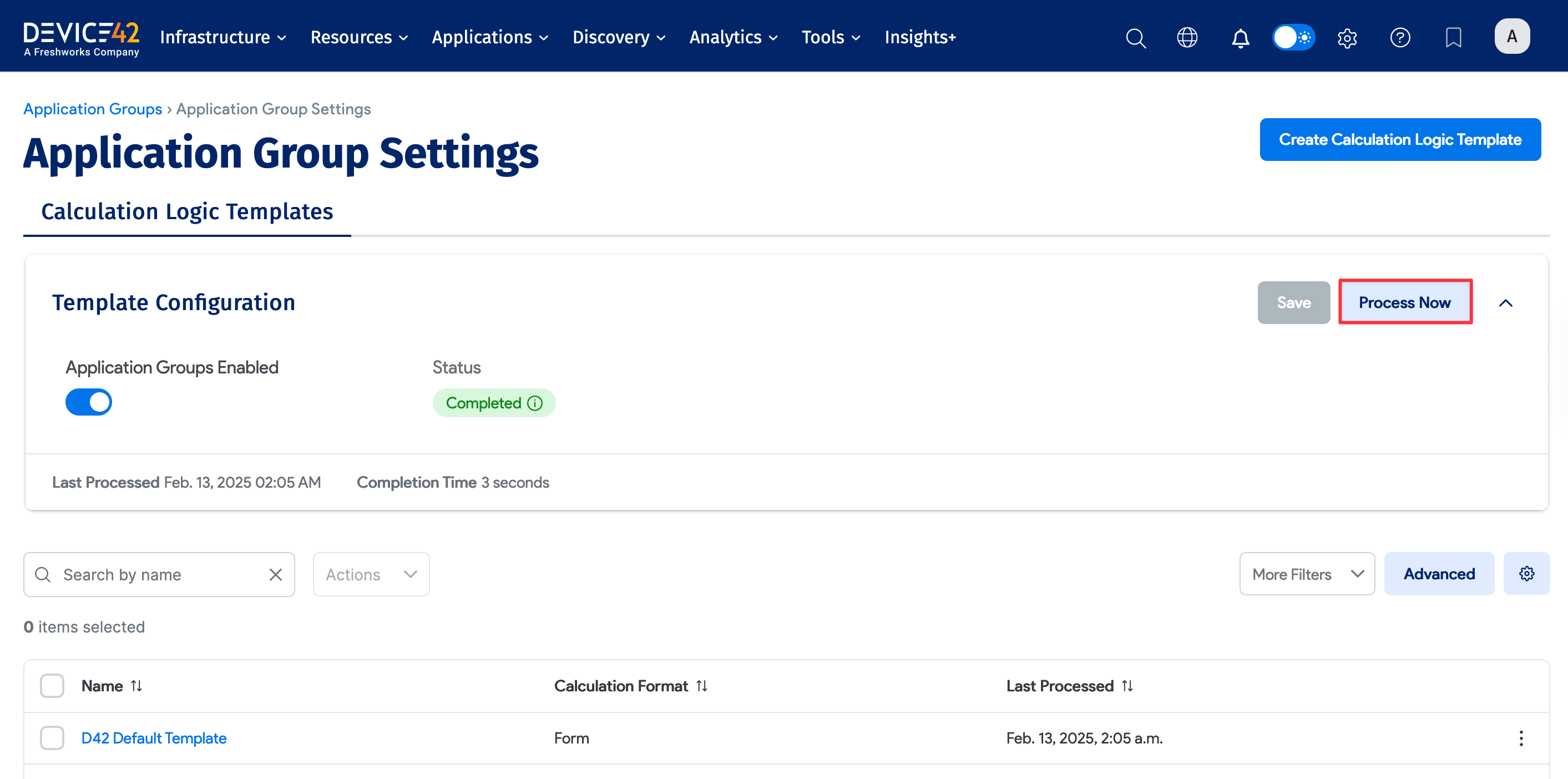 Process Calculation Logic Template