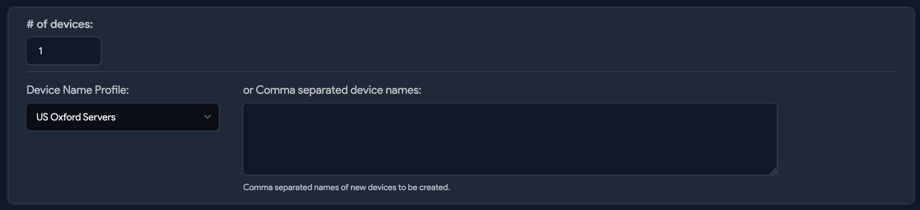 Number of clones and naming options