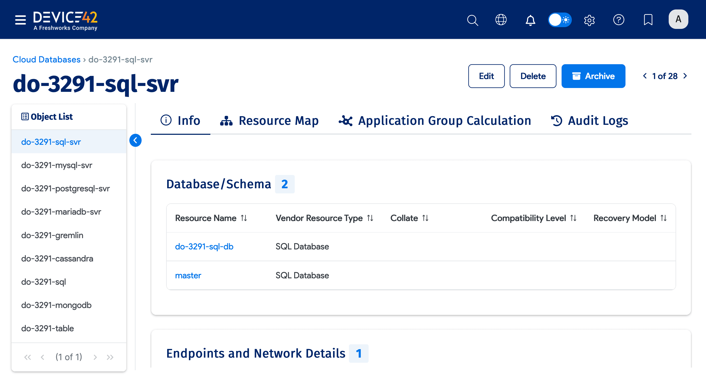 View database details