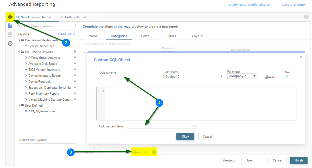 Create advanced report with custom SQL