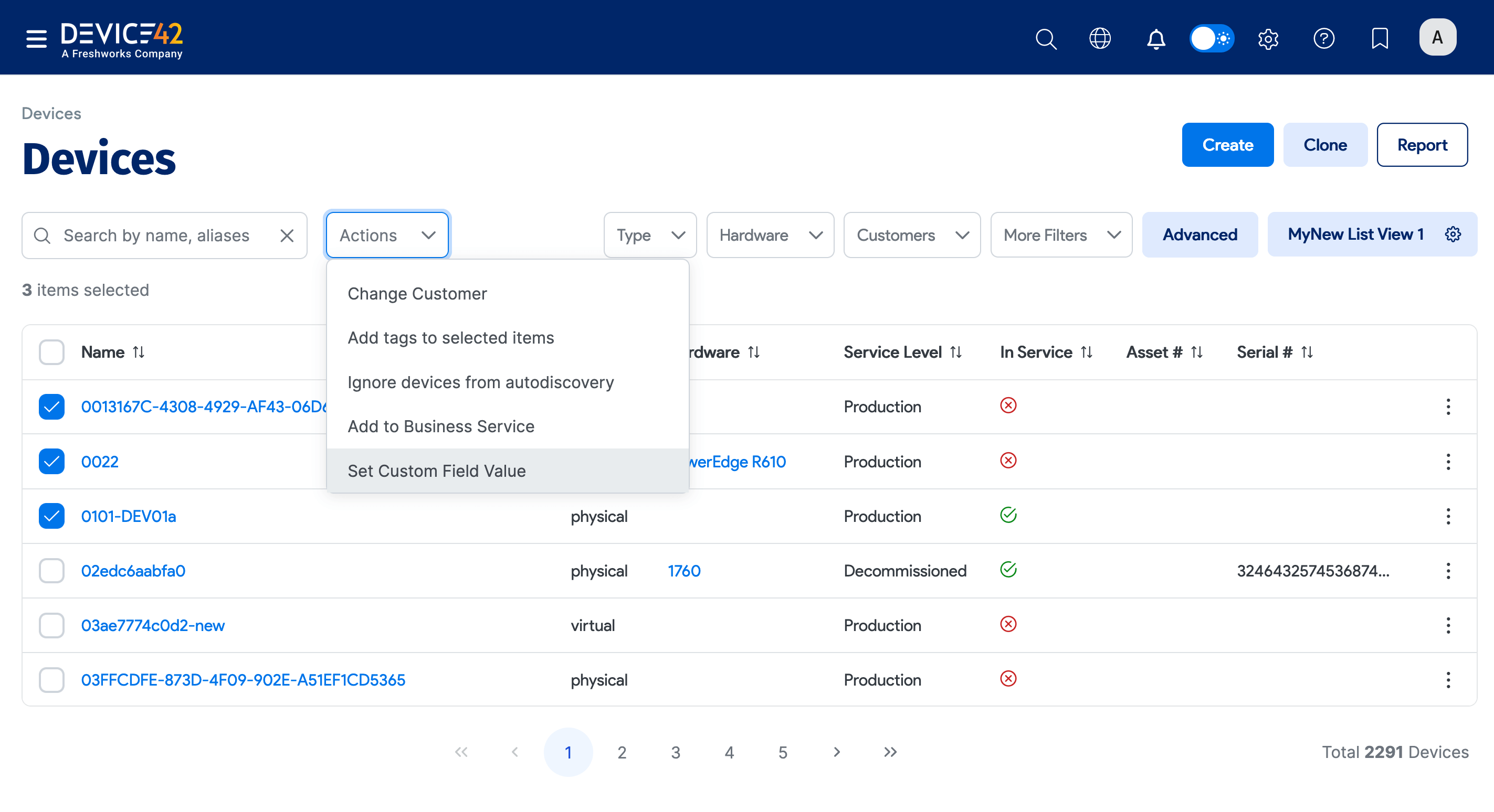 Custom field bulk actions