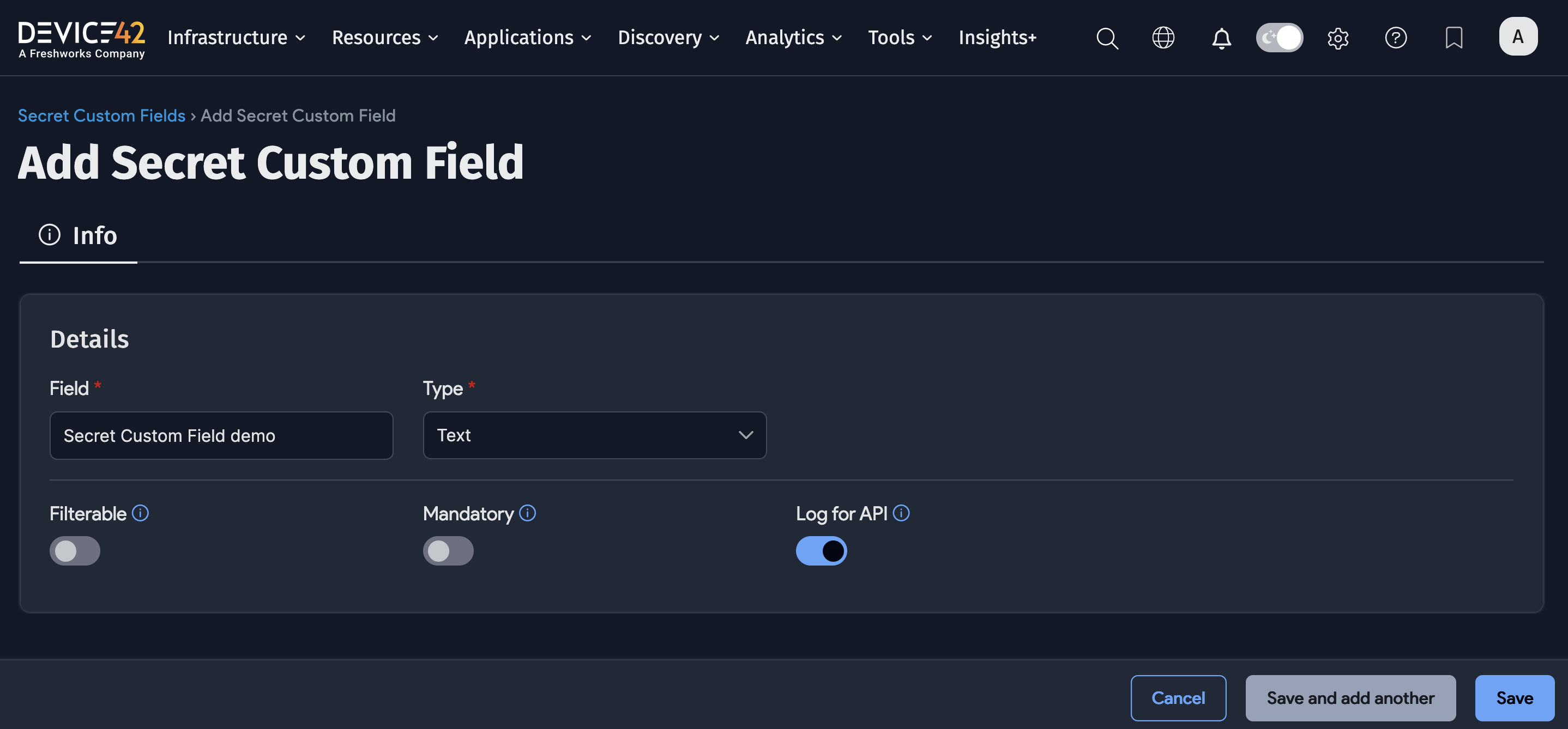 Custom field on Secret form