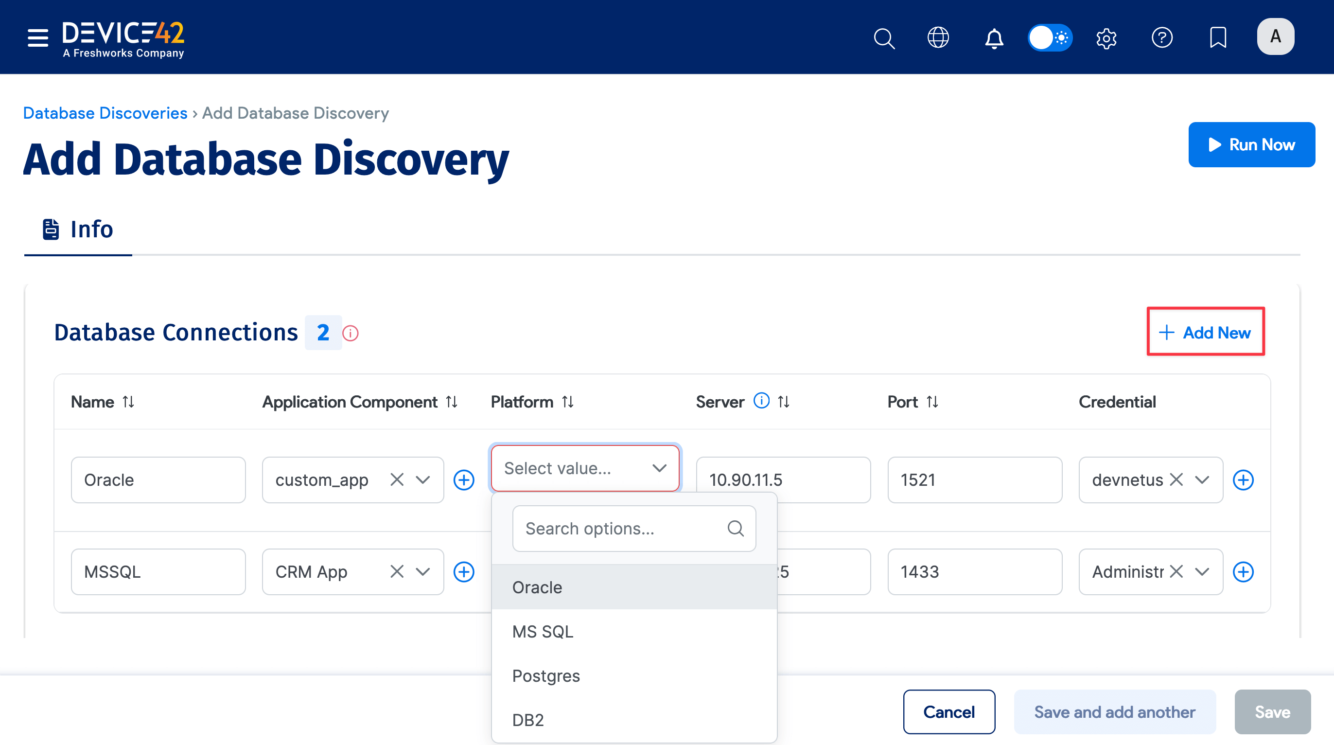 Add DB connection details