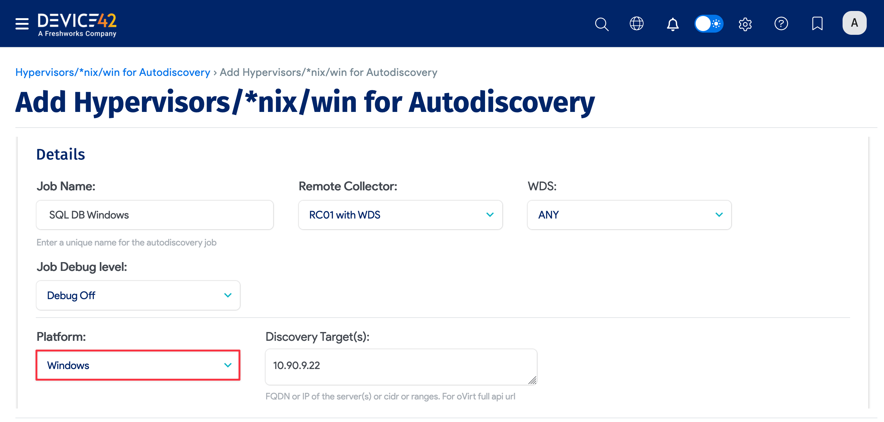 MS SQL discovery job