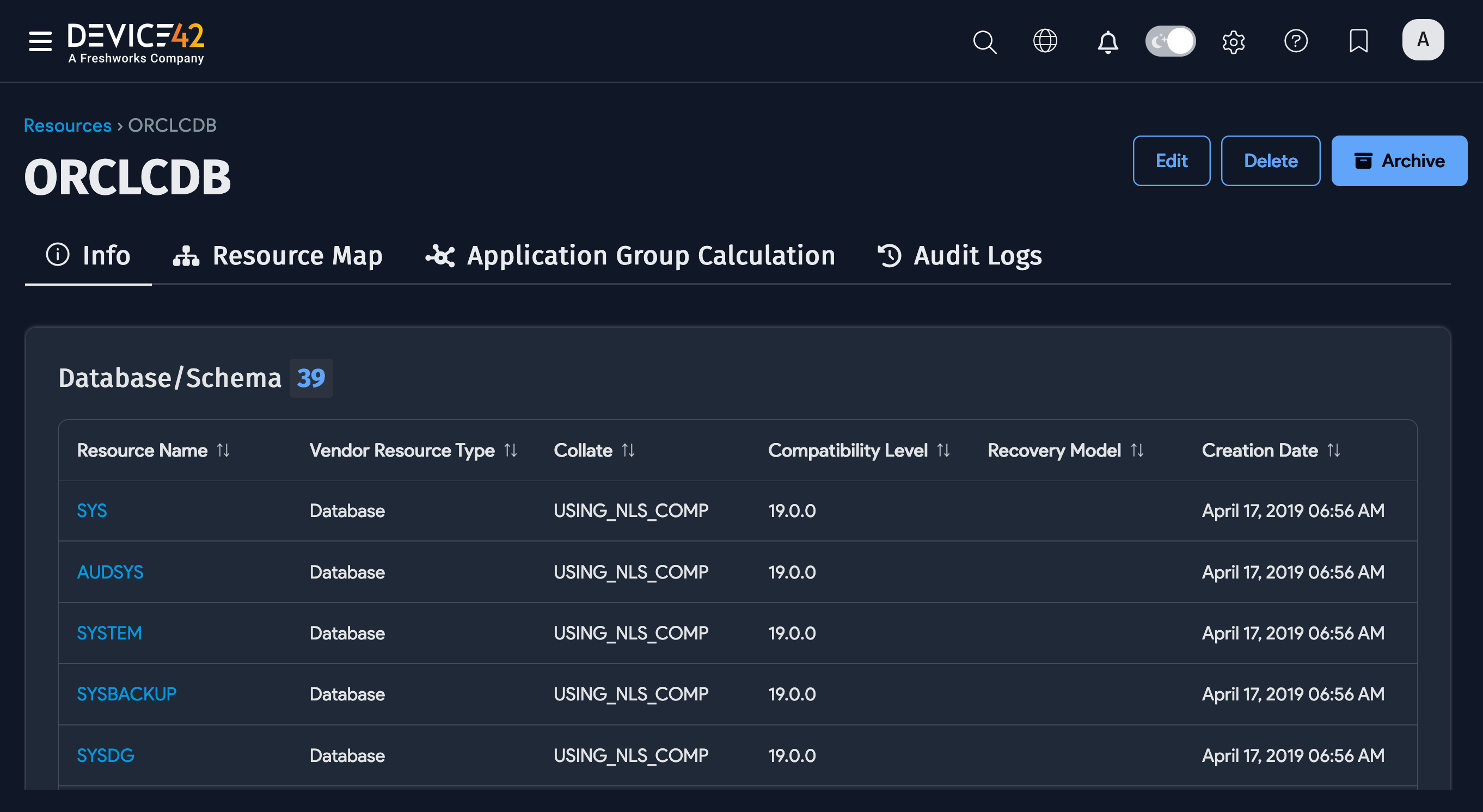 Oracle Instance details