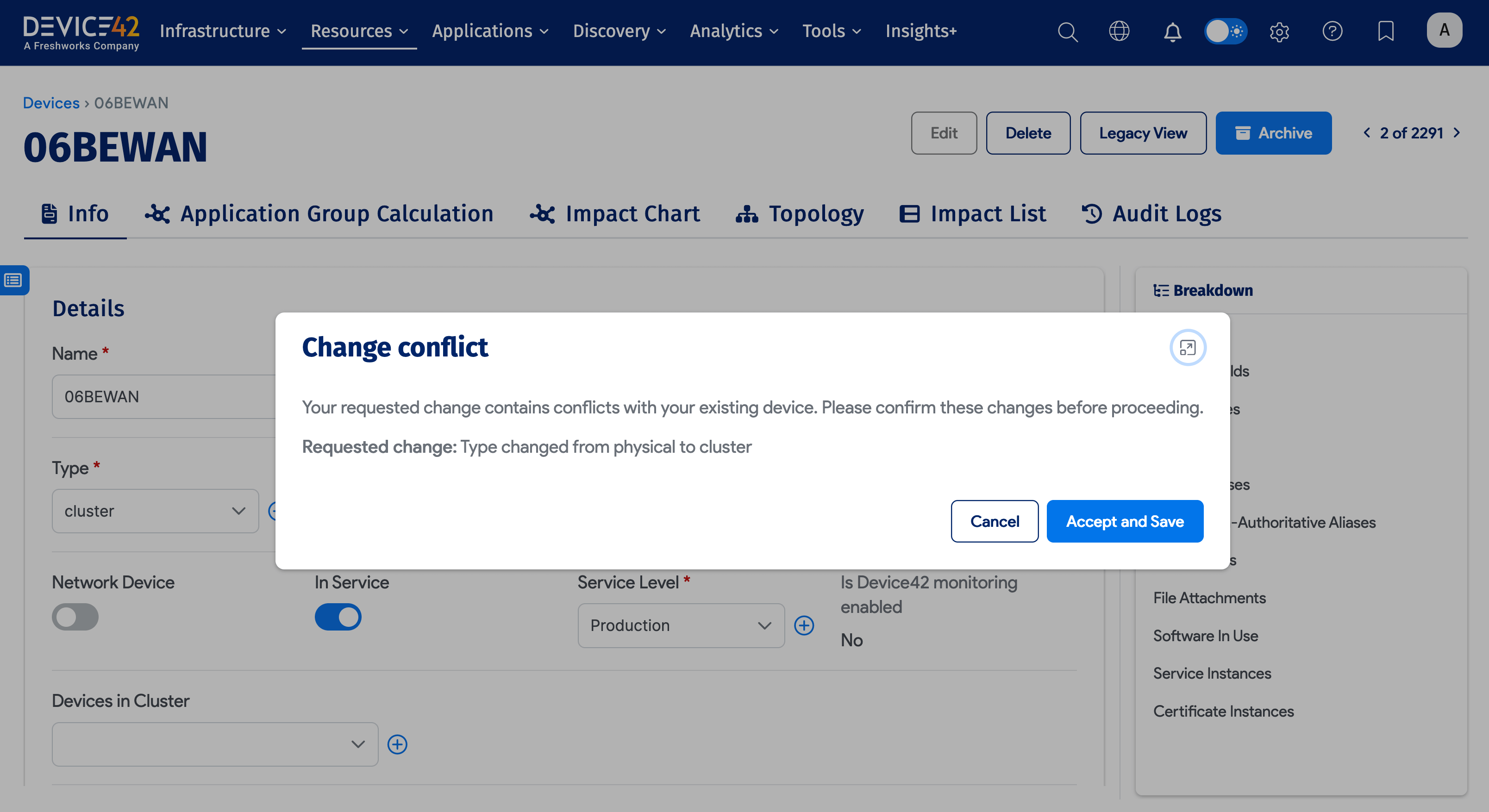 Change device type to cluster