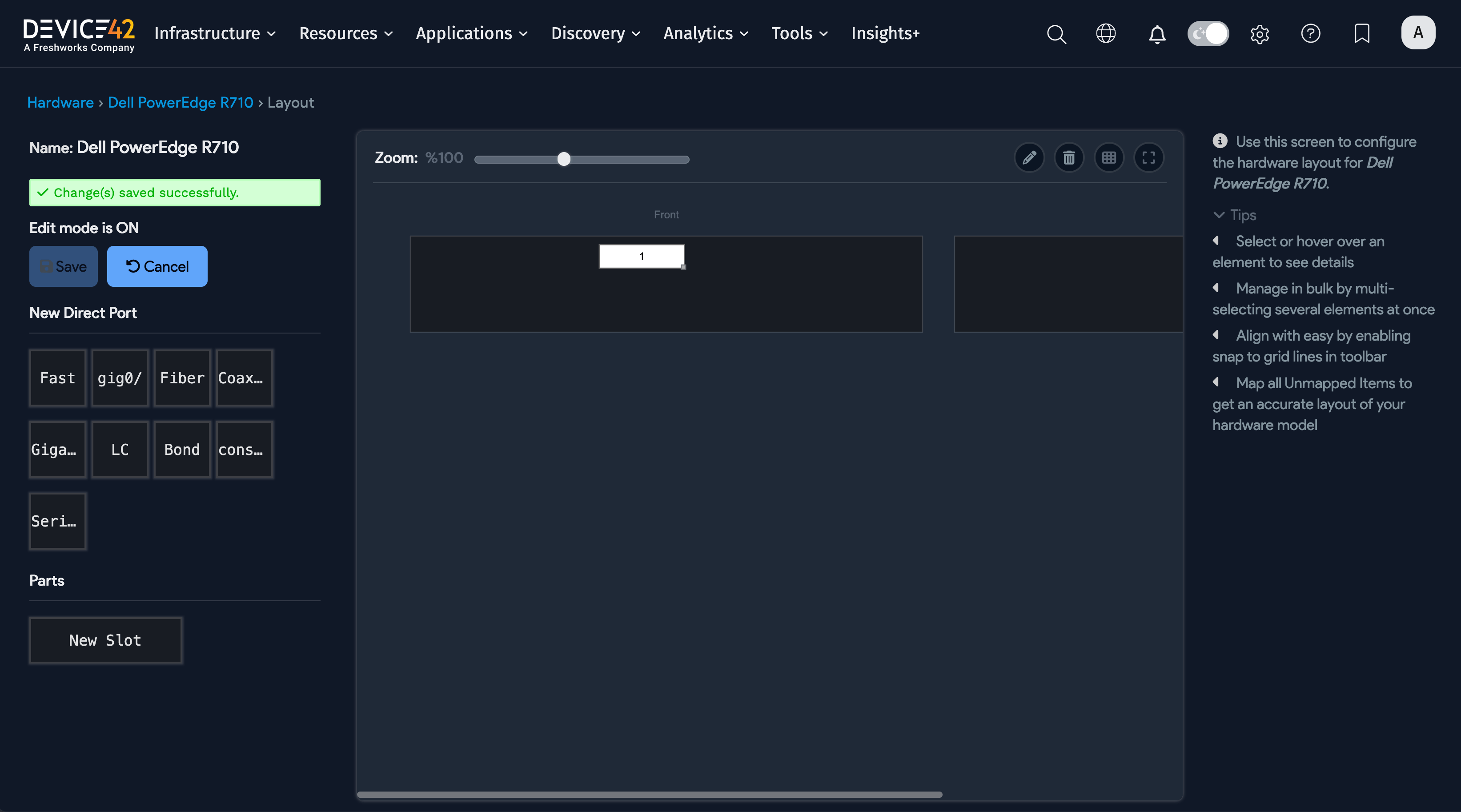 Save confirmation message
