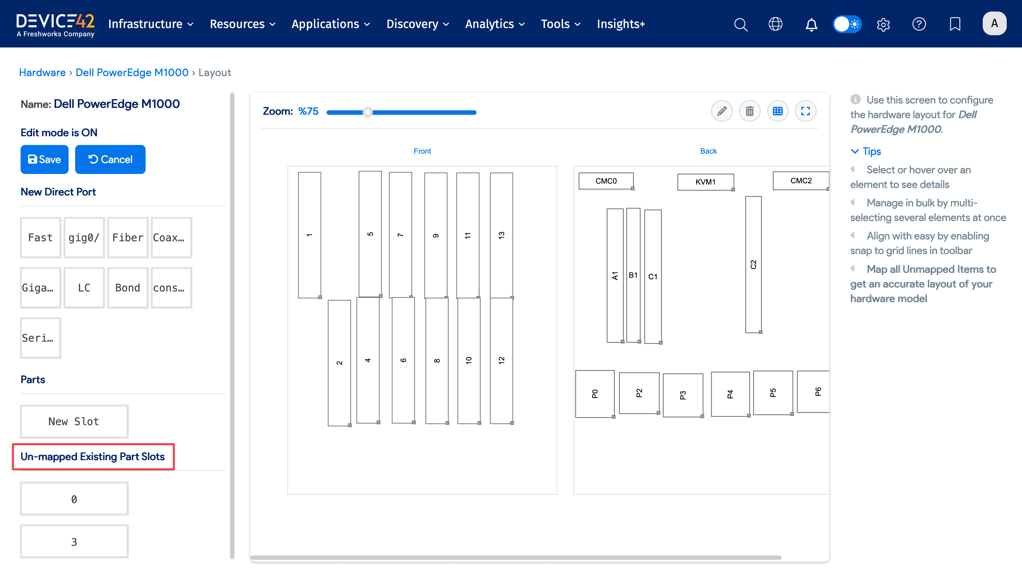 Unmapped parts slots