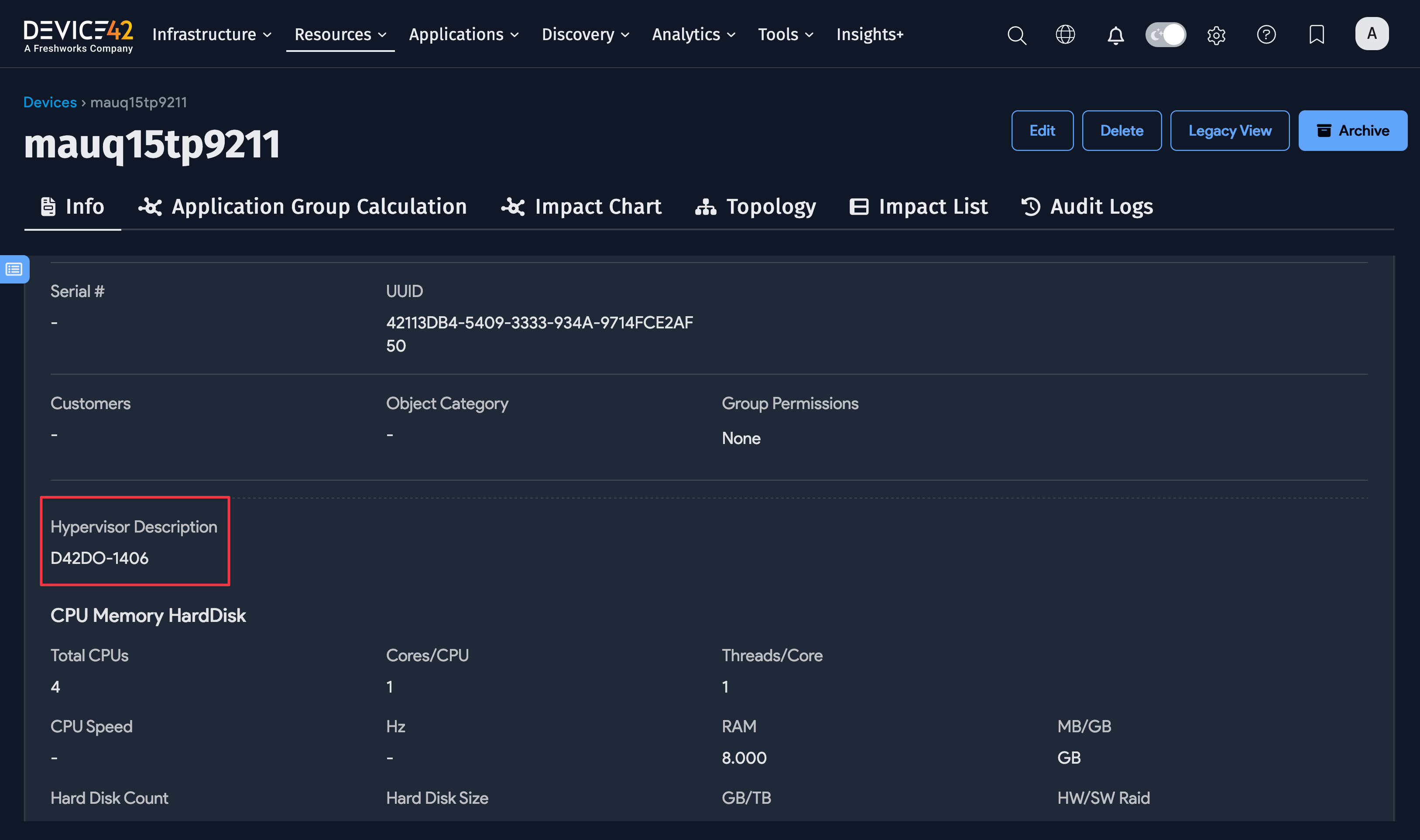 Hypervisor description field
