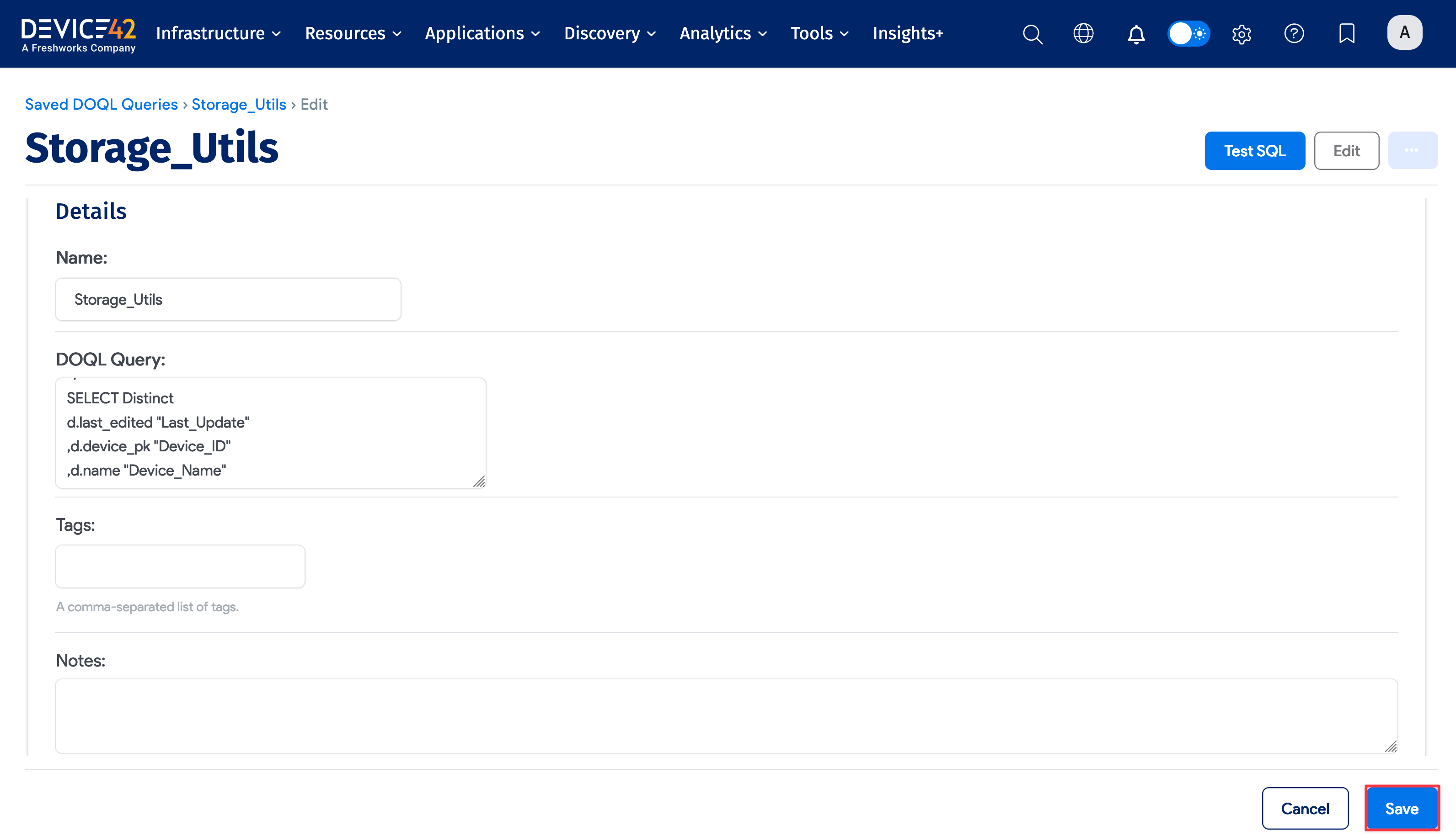 Edit saved DOQL Query
