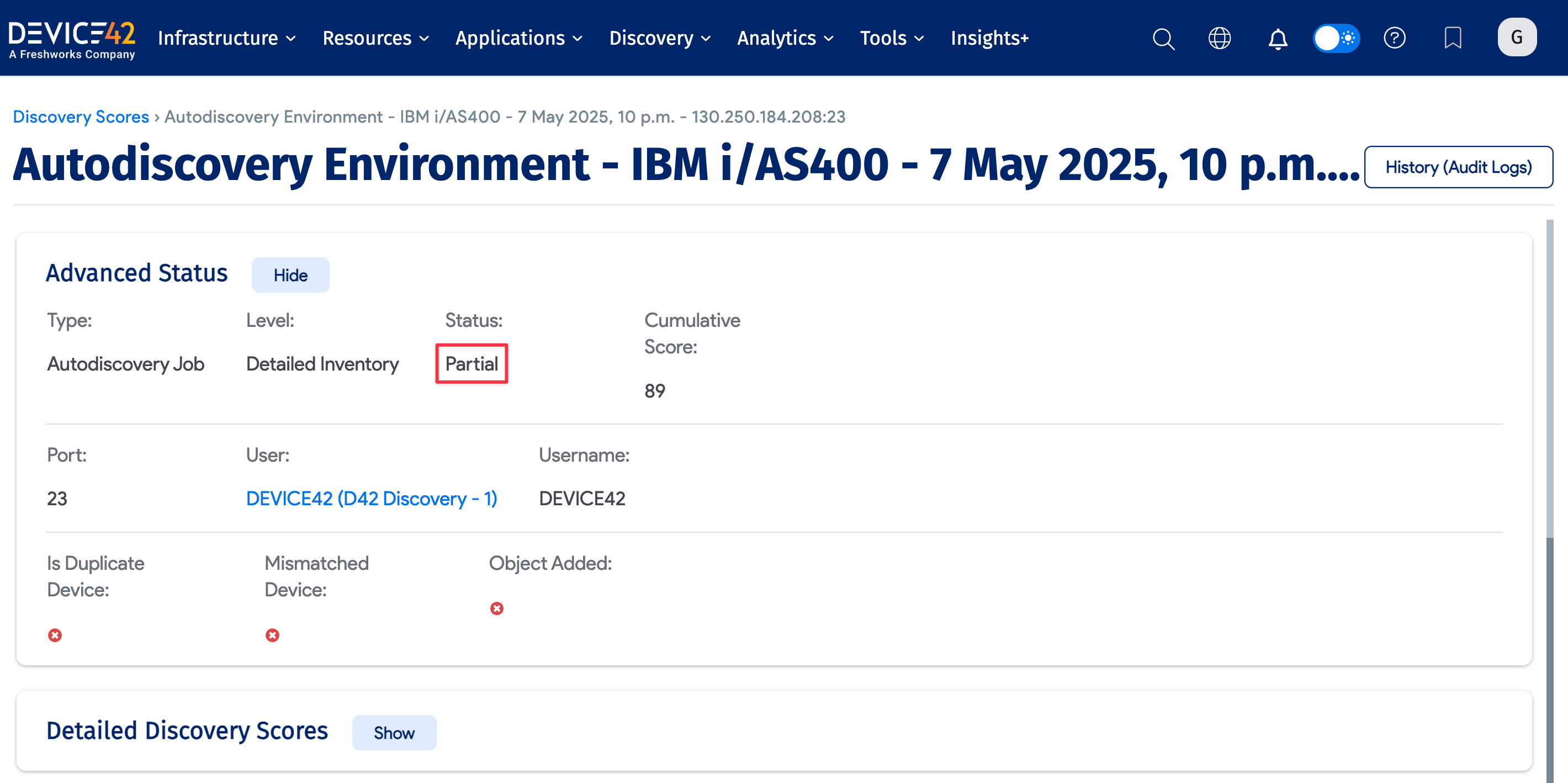 Detailed Discovery View