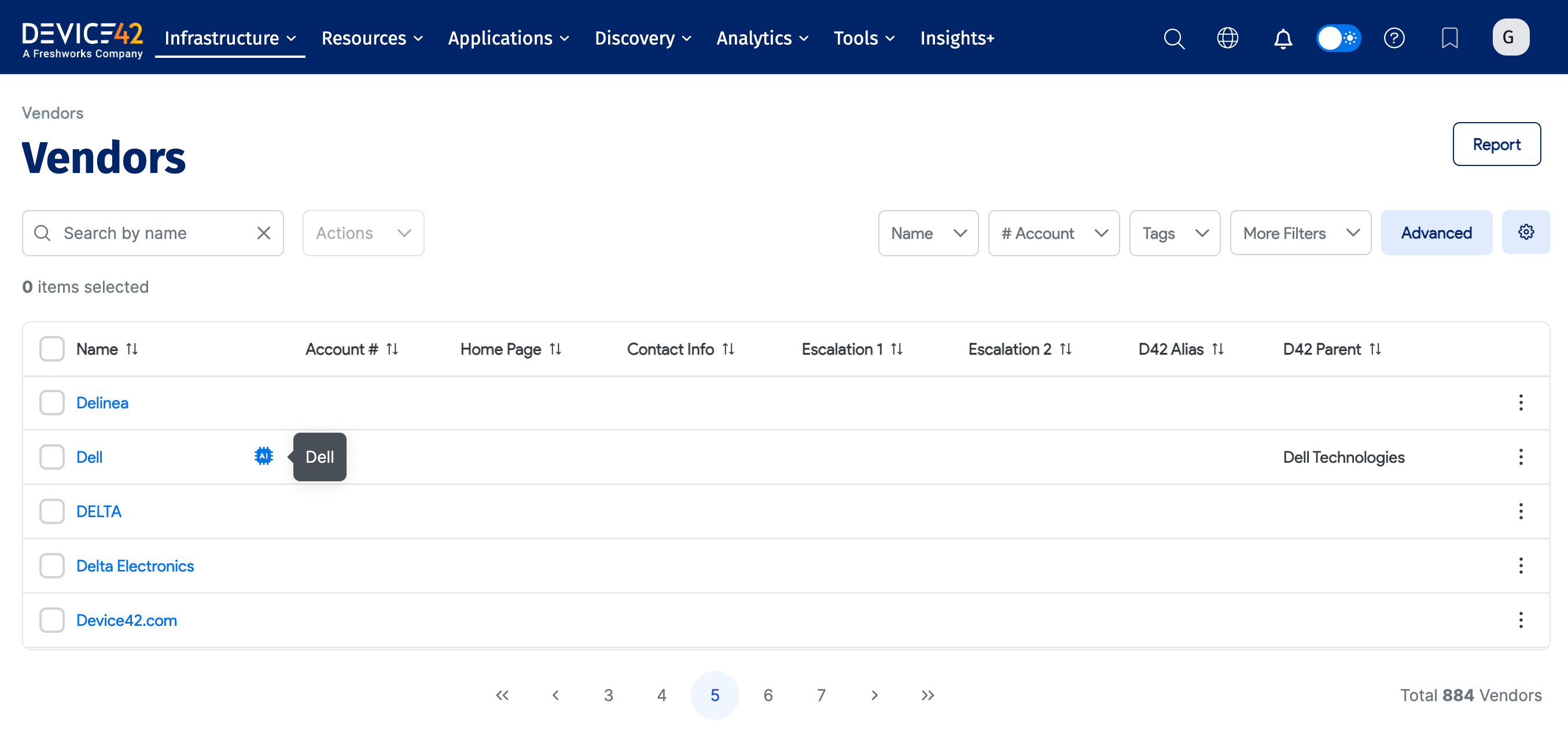 Enriched Data symbol on Vendor list page