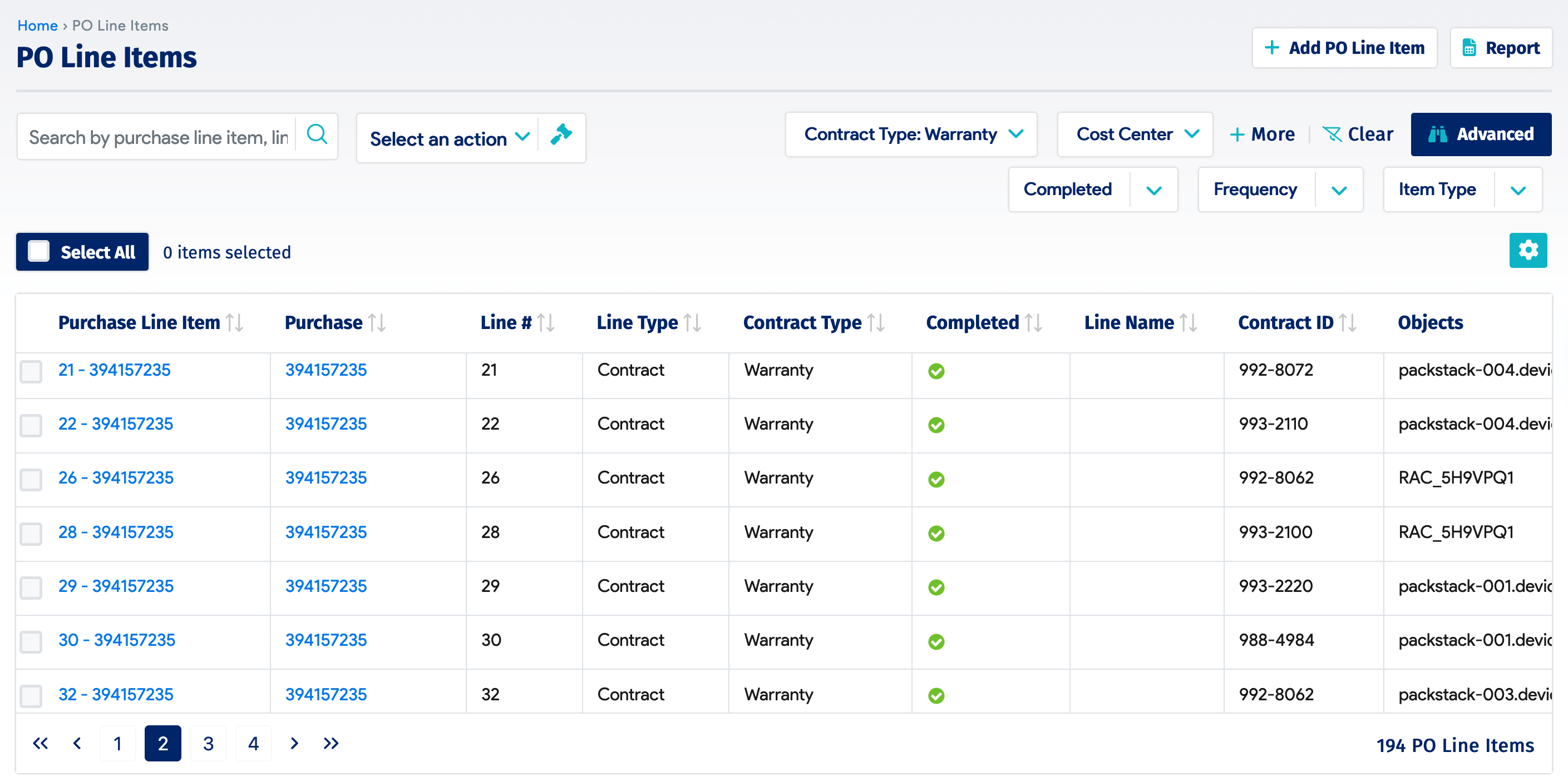 Warranty items in Device42