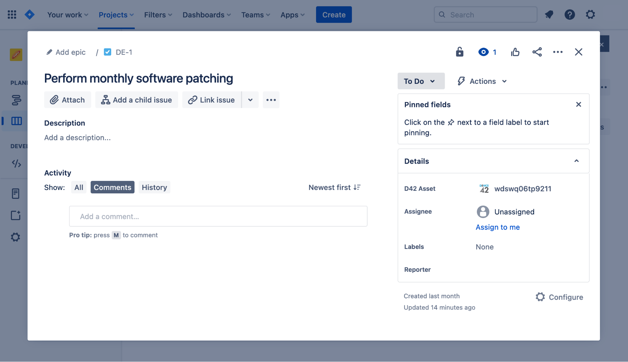 Jira Device42 linked record