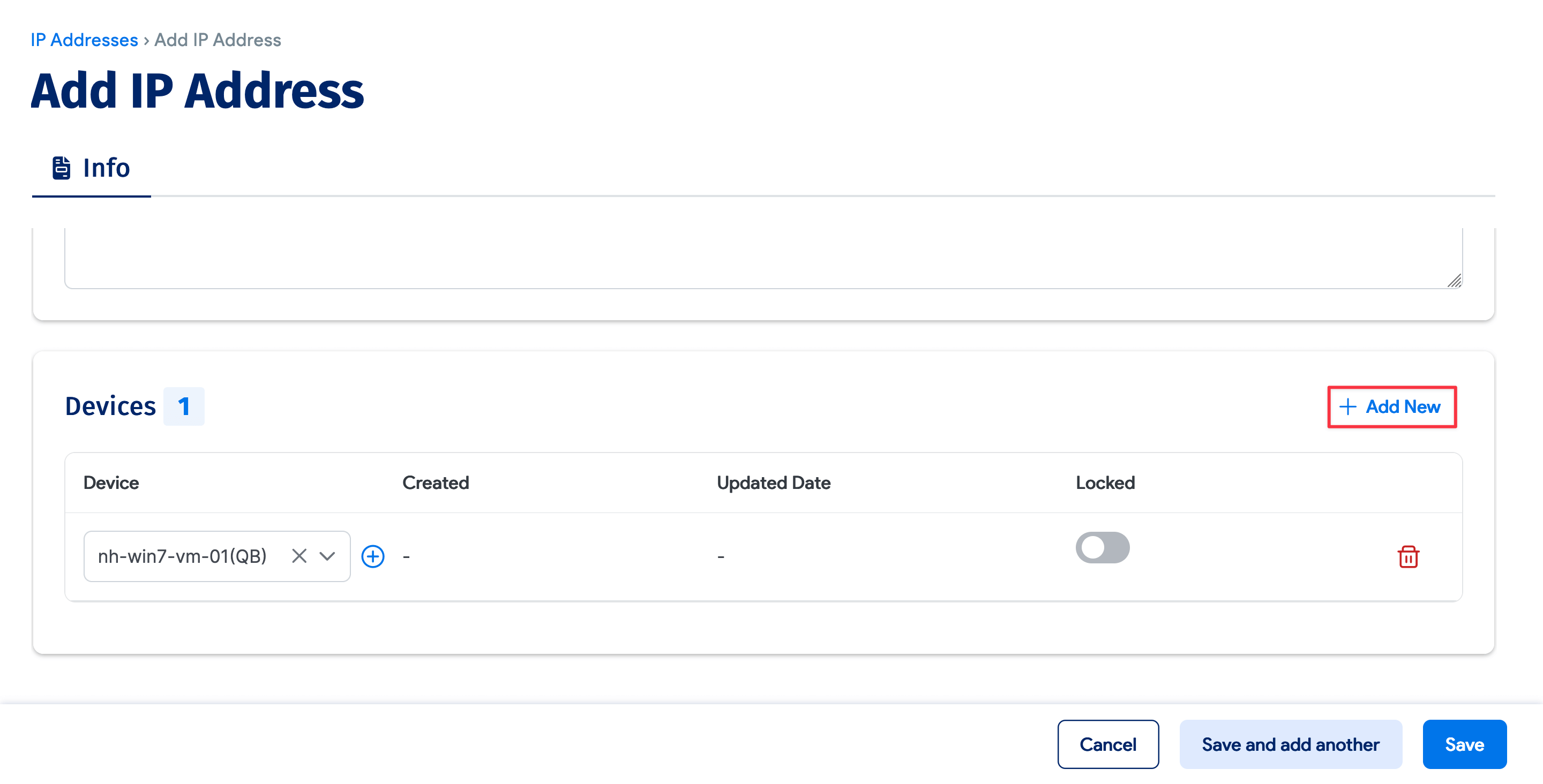 Add device from editing view