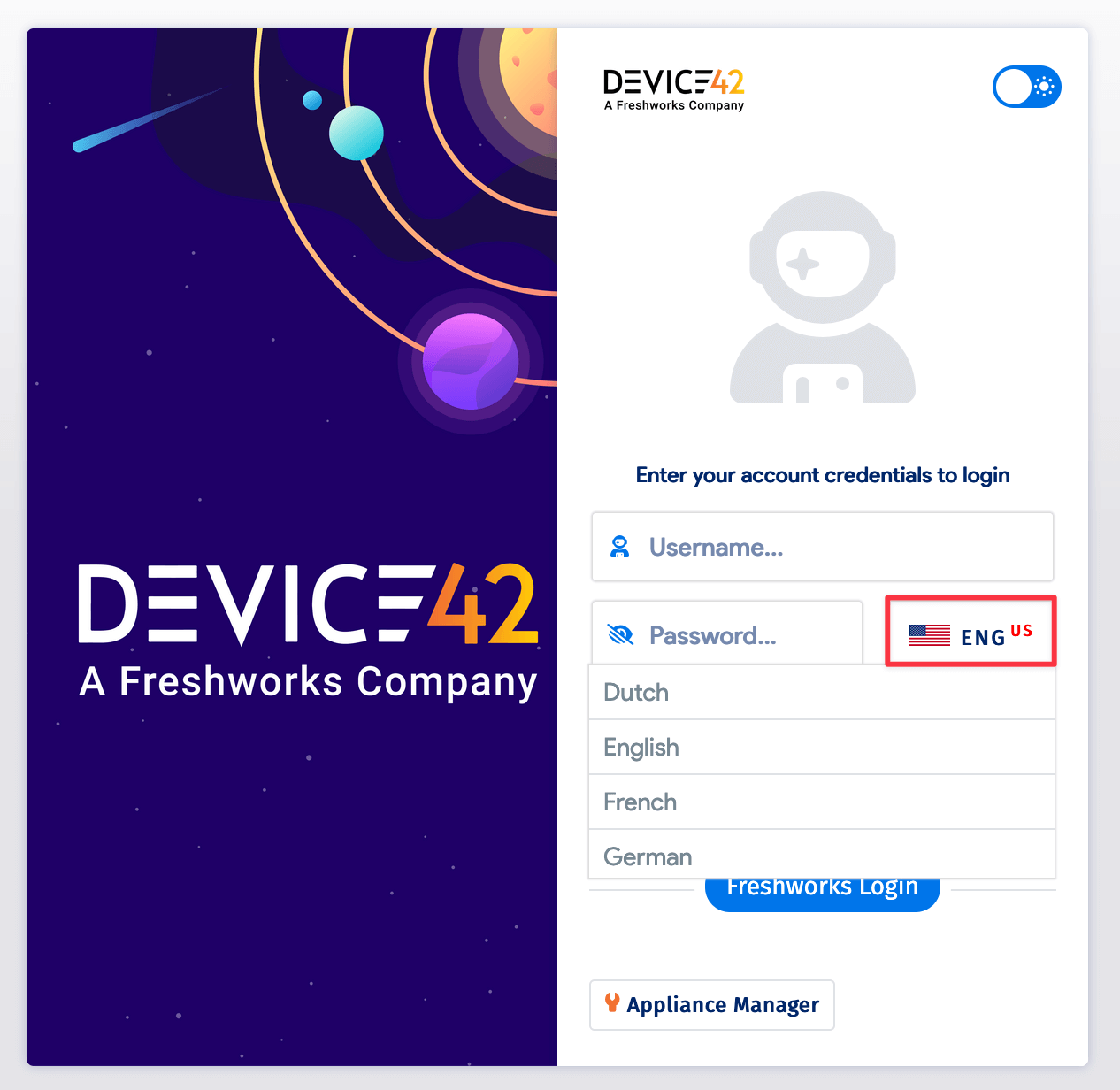 Language Selection Options