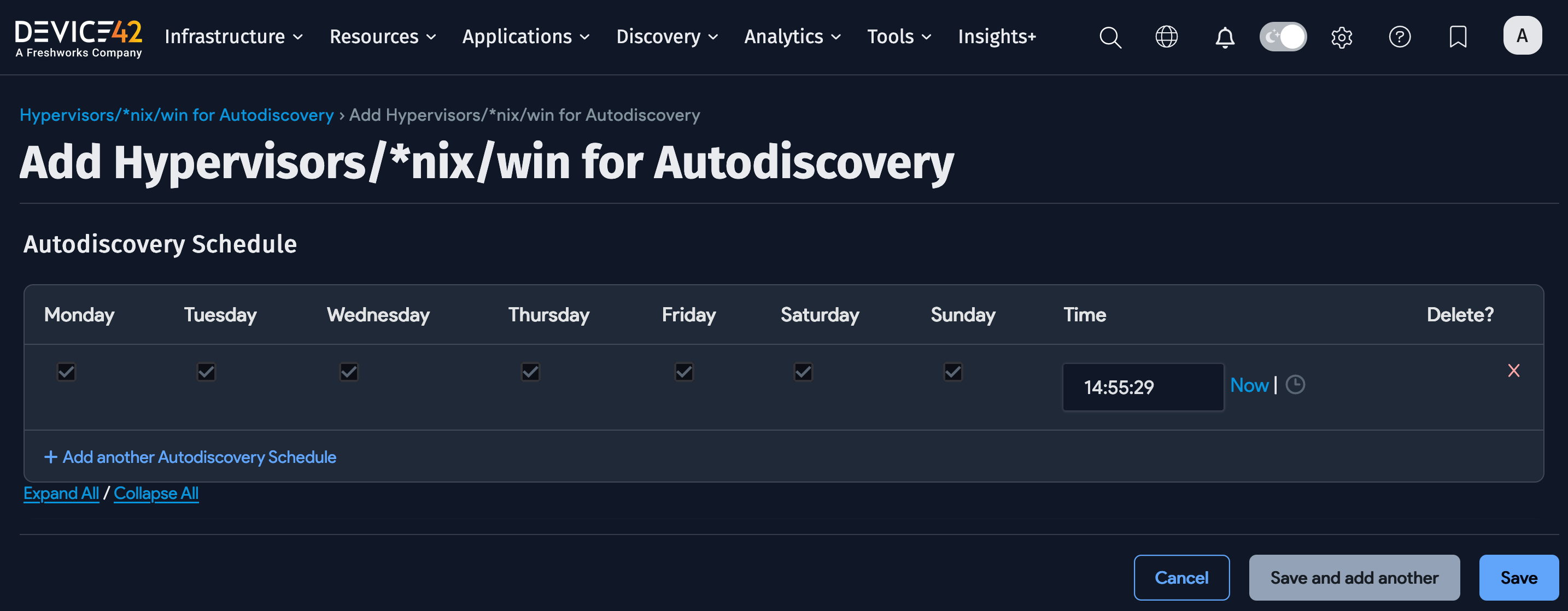 Schedule the discovery job