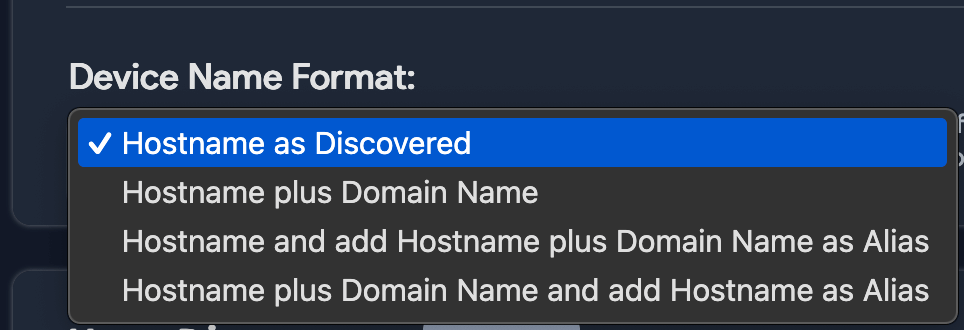 Device Name Format options