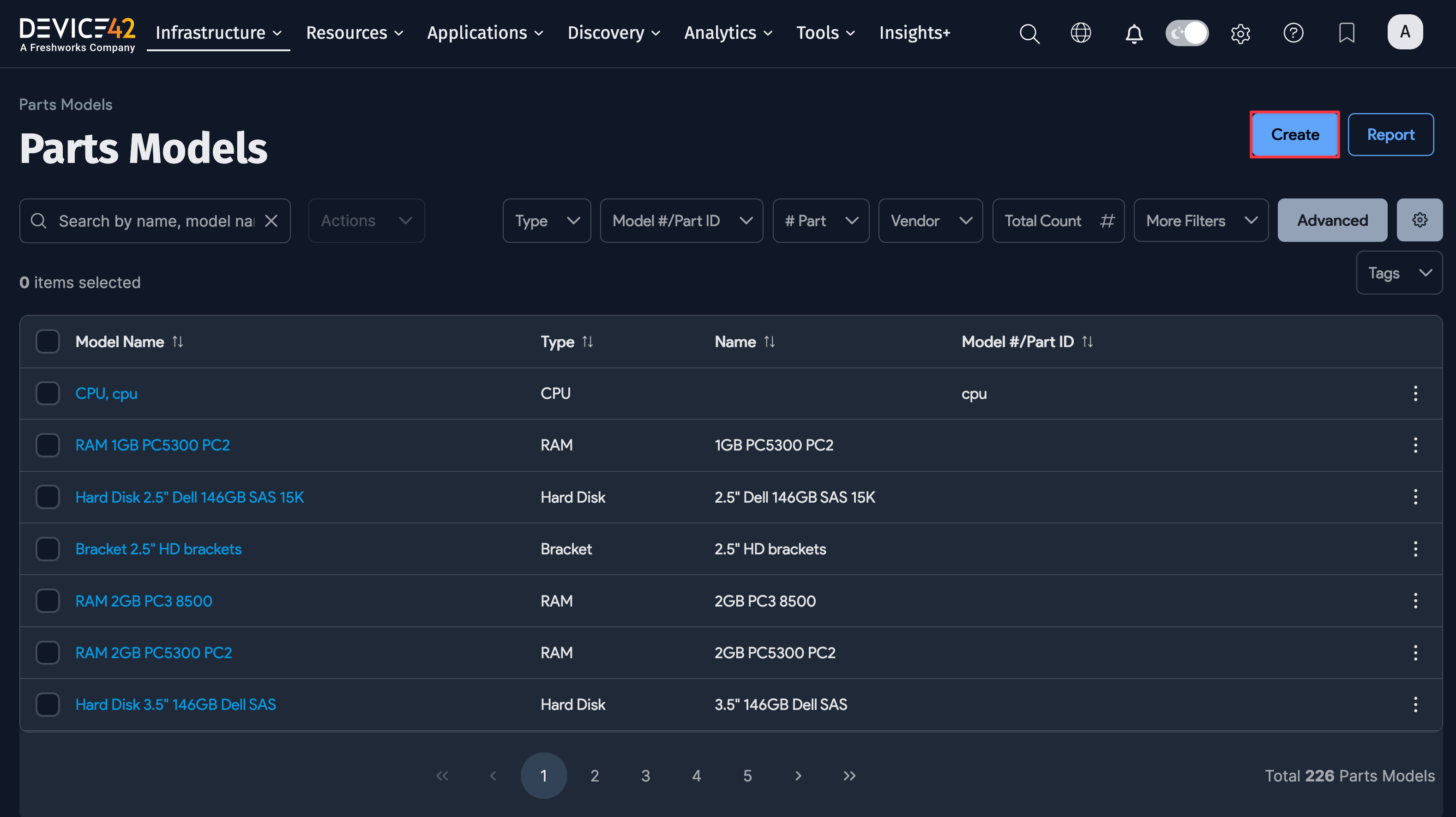 Add Parts Model button