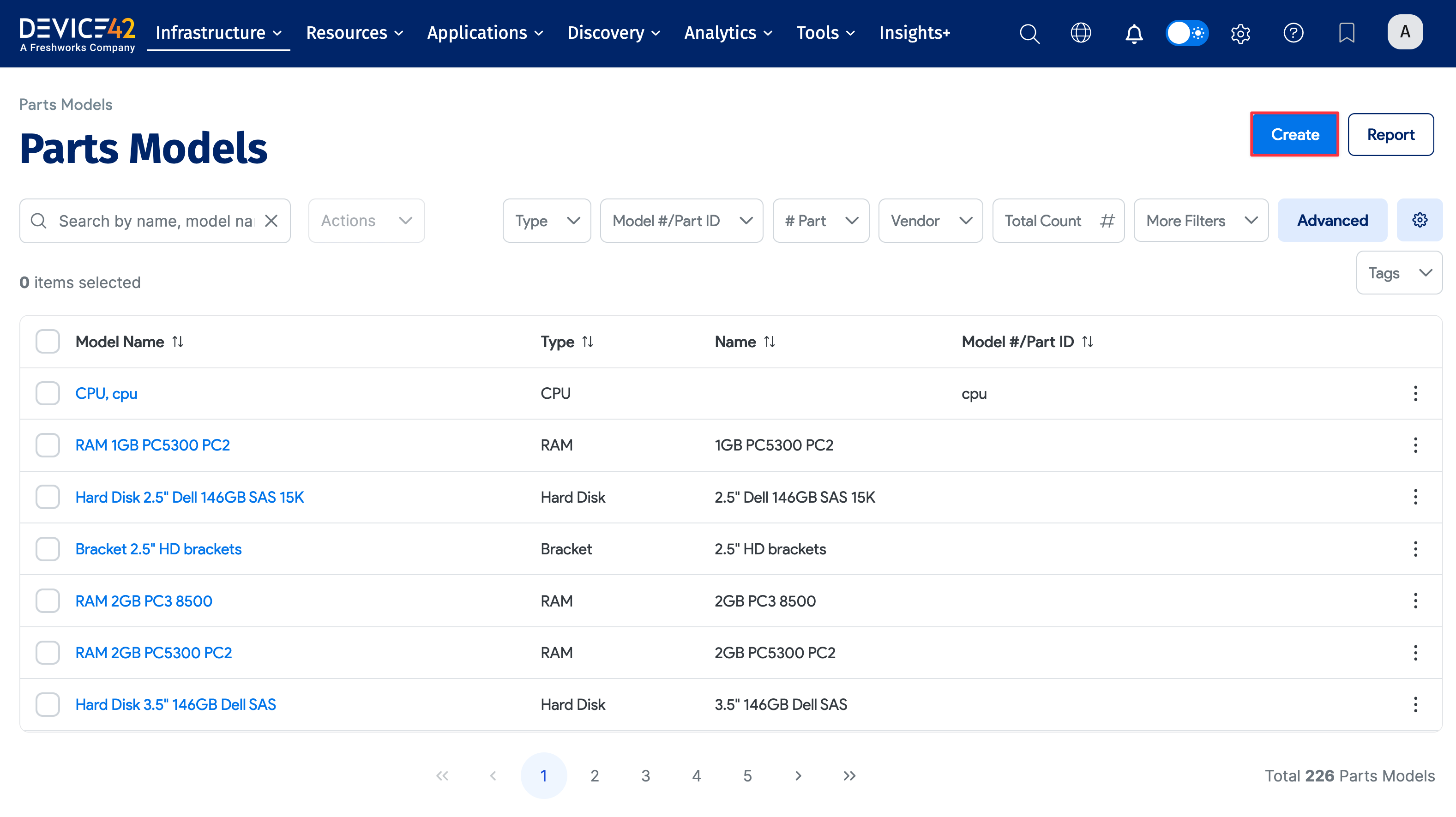 Add Parts Model button
