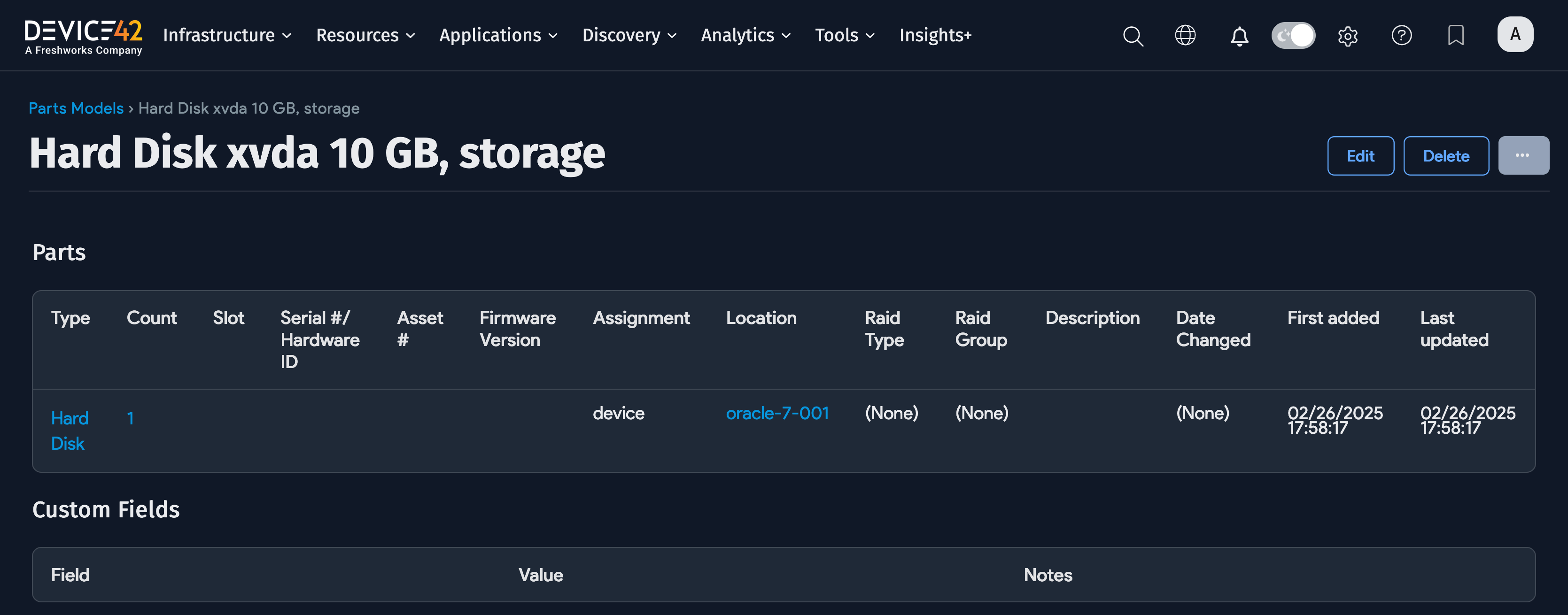 View Parts Model parts