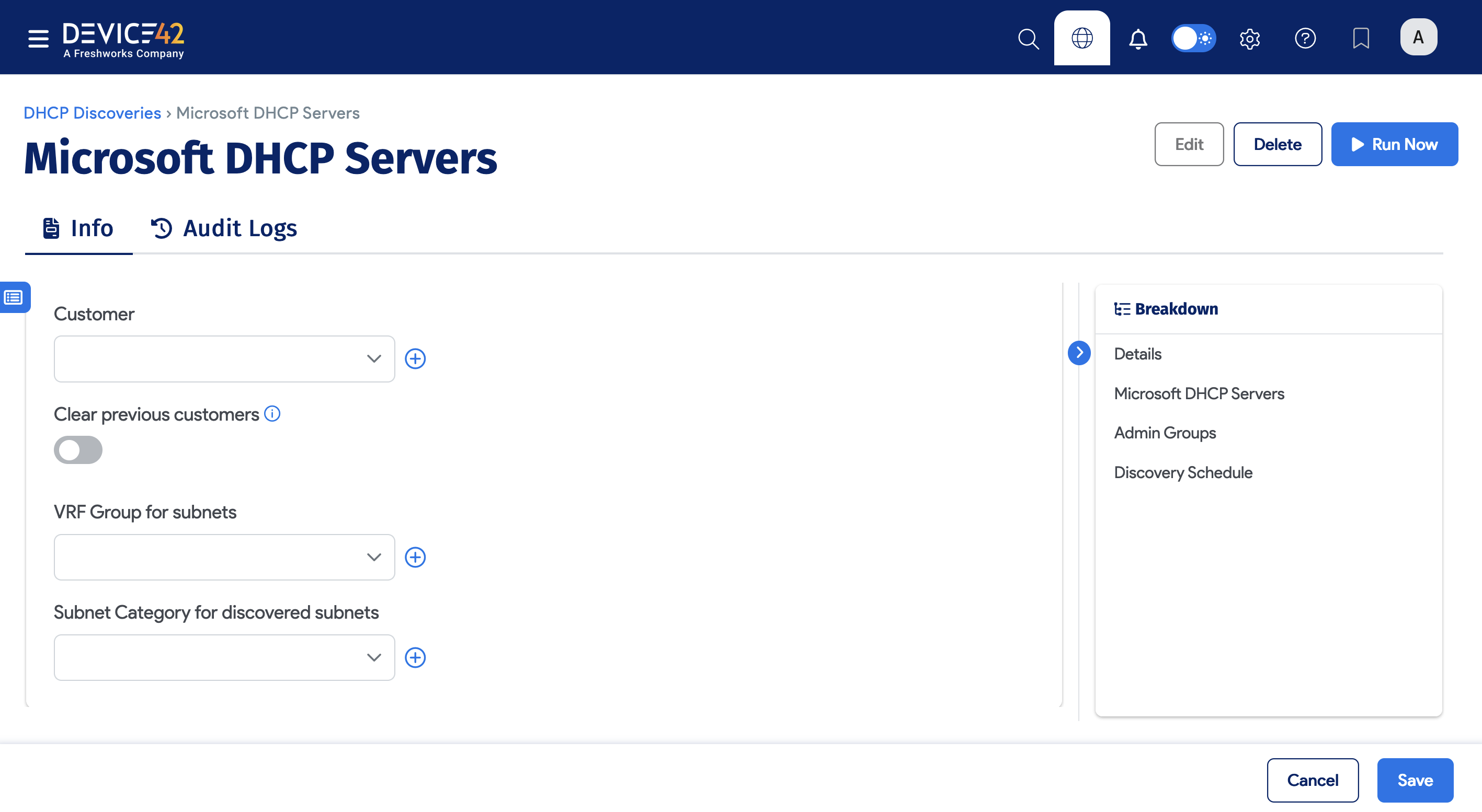 DHCP customer and subnet options