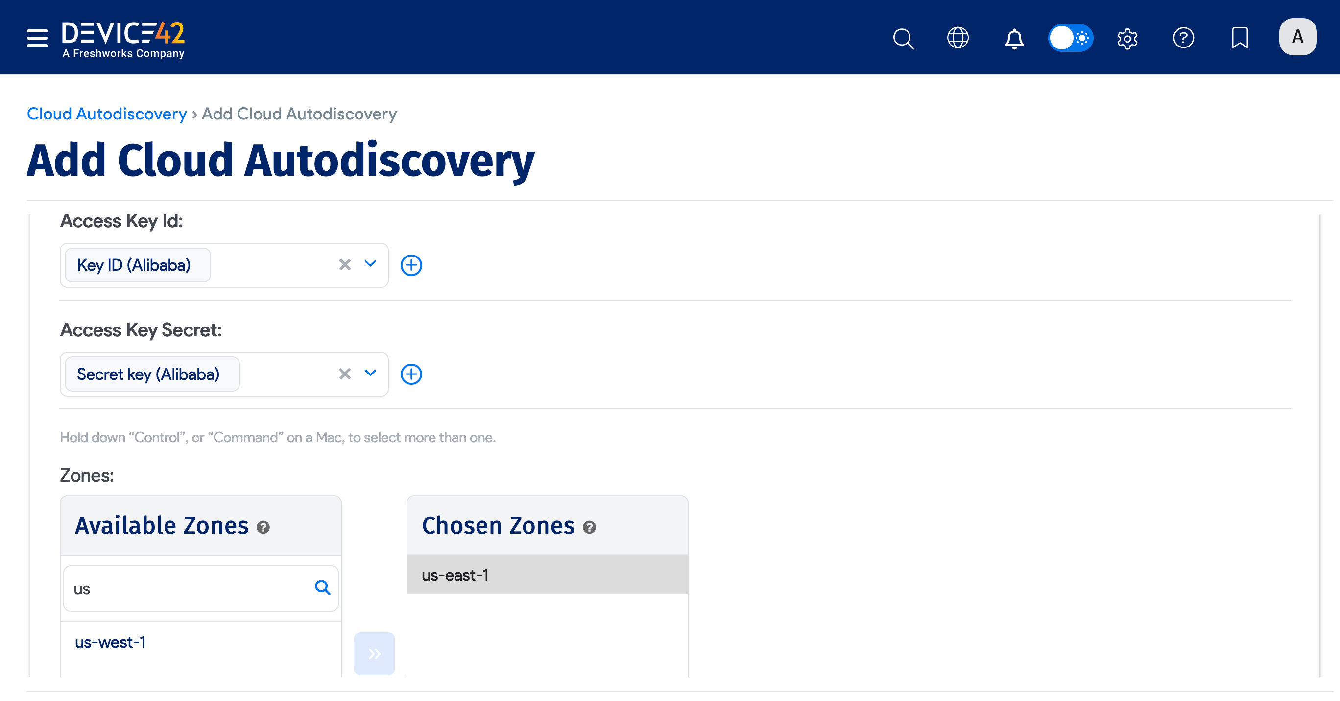 Add Alibaba cloud credentials