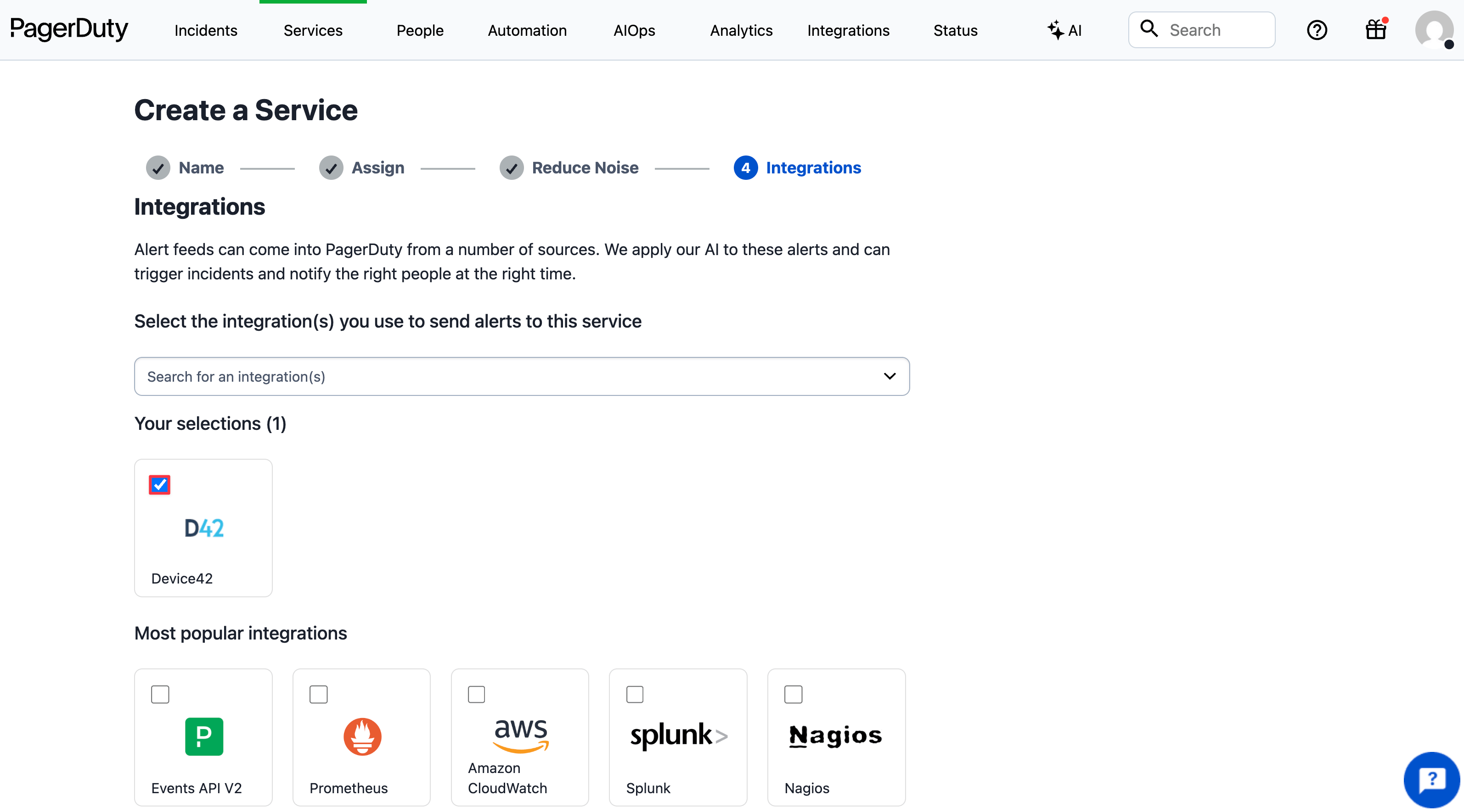 Select Device42 integration
