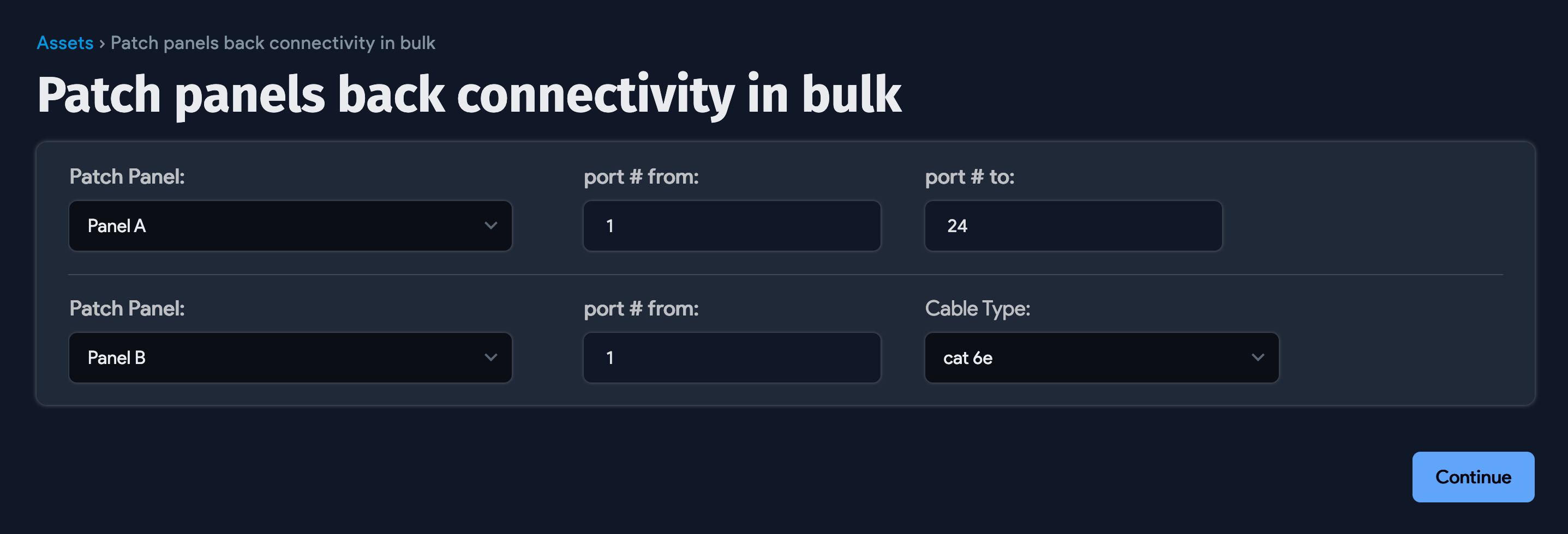 Bulk back ports connectivity