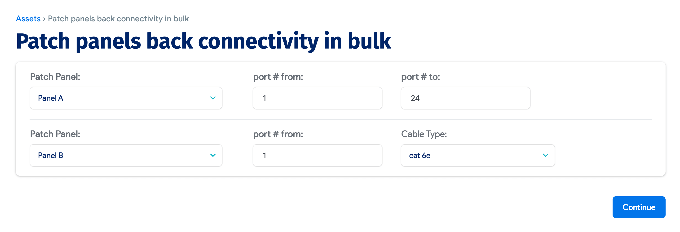 Bulk back ports connectivity