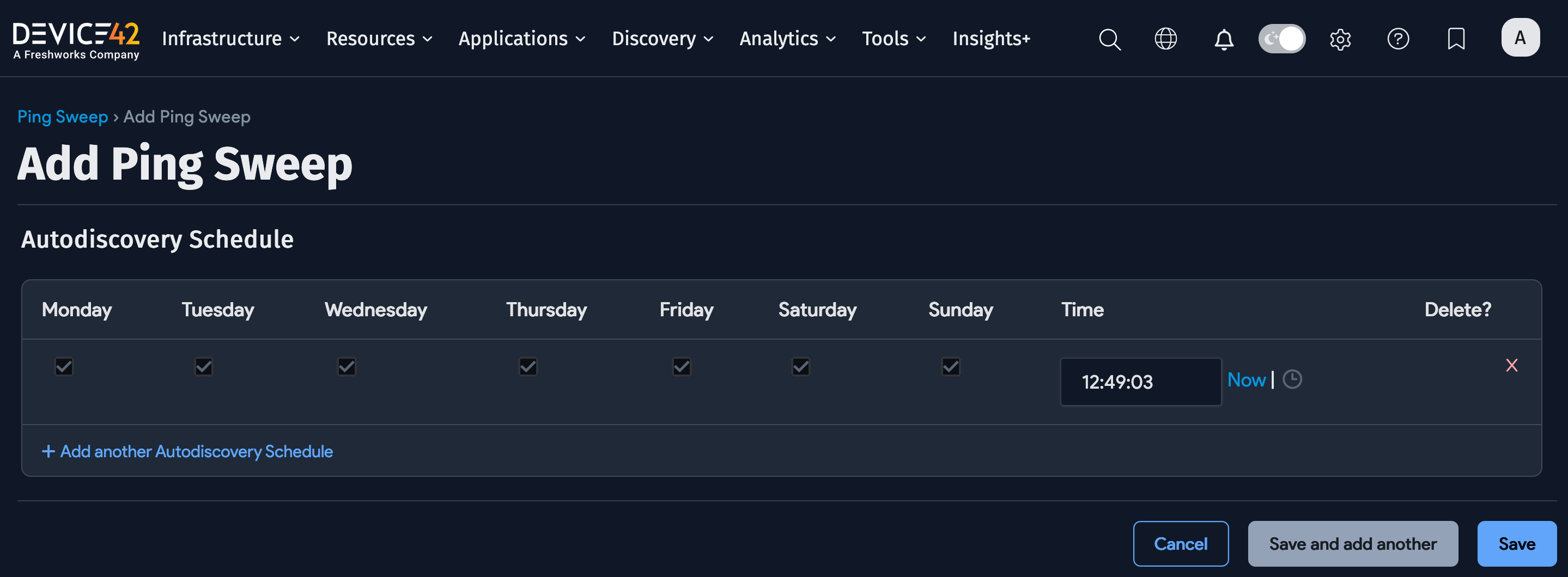 Schedule discovery job