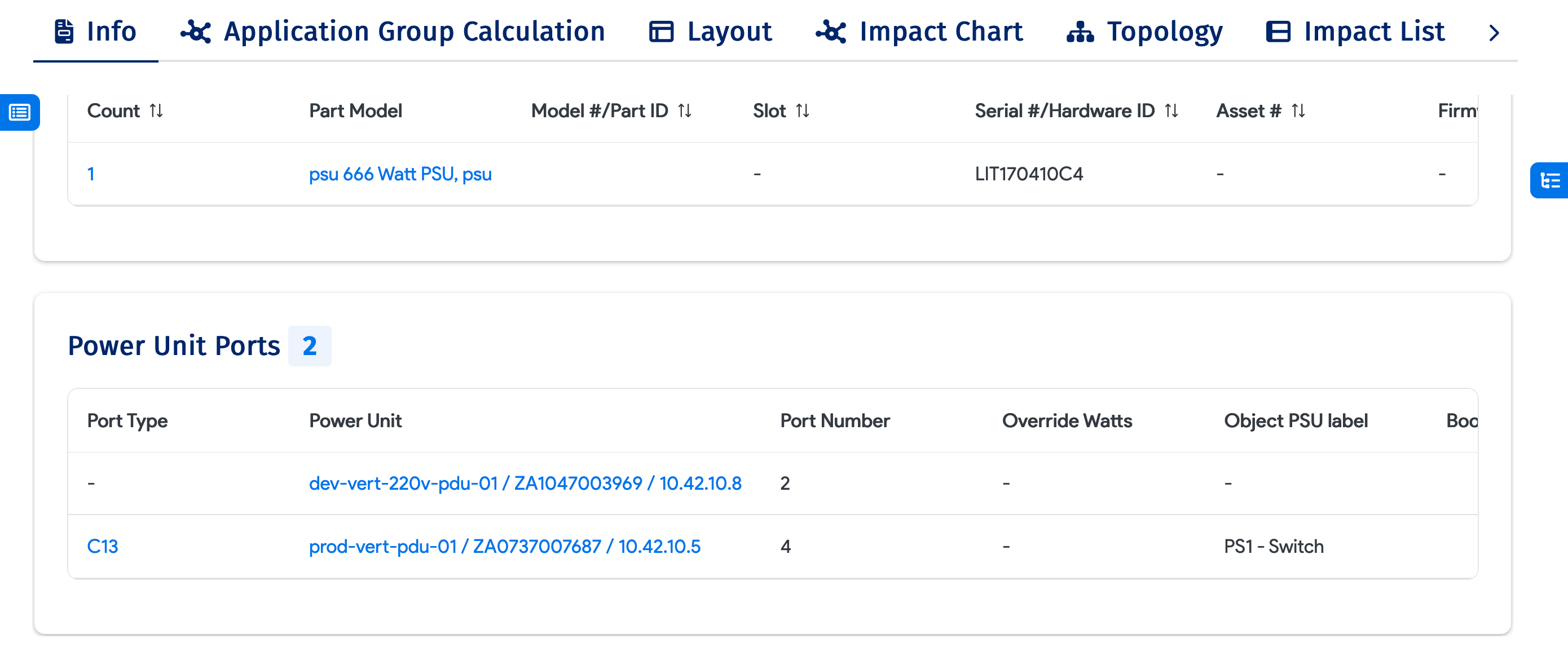 PDU Ports on Device View