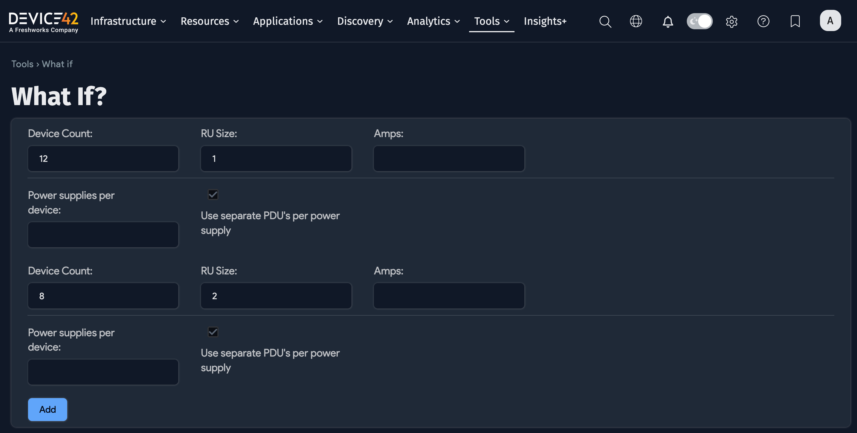What-if simulation options