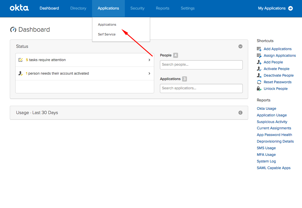 Okta Applications Link