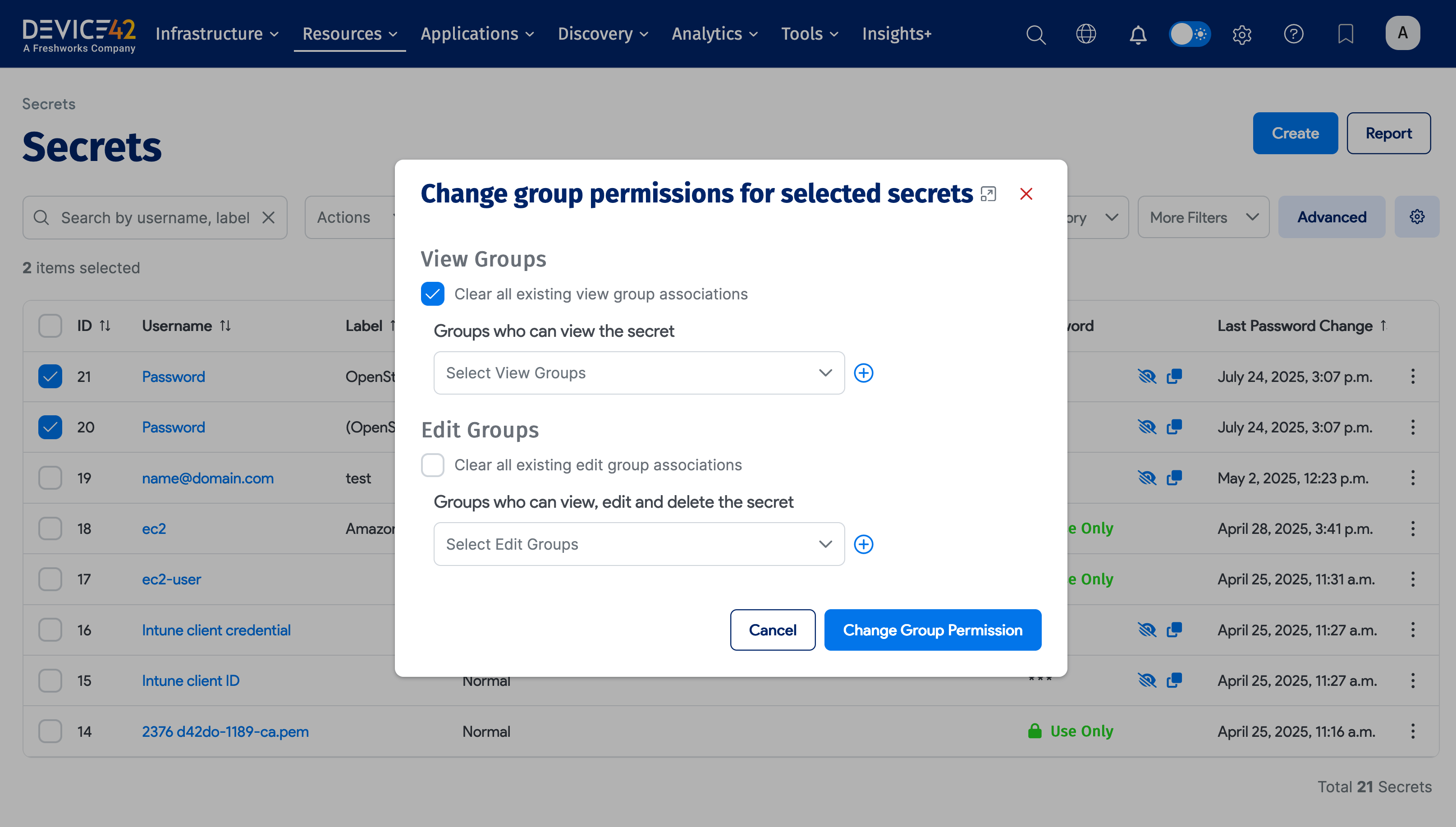 Remove current settings