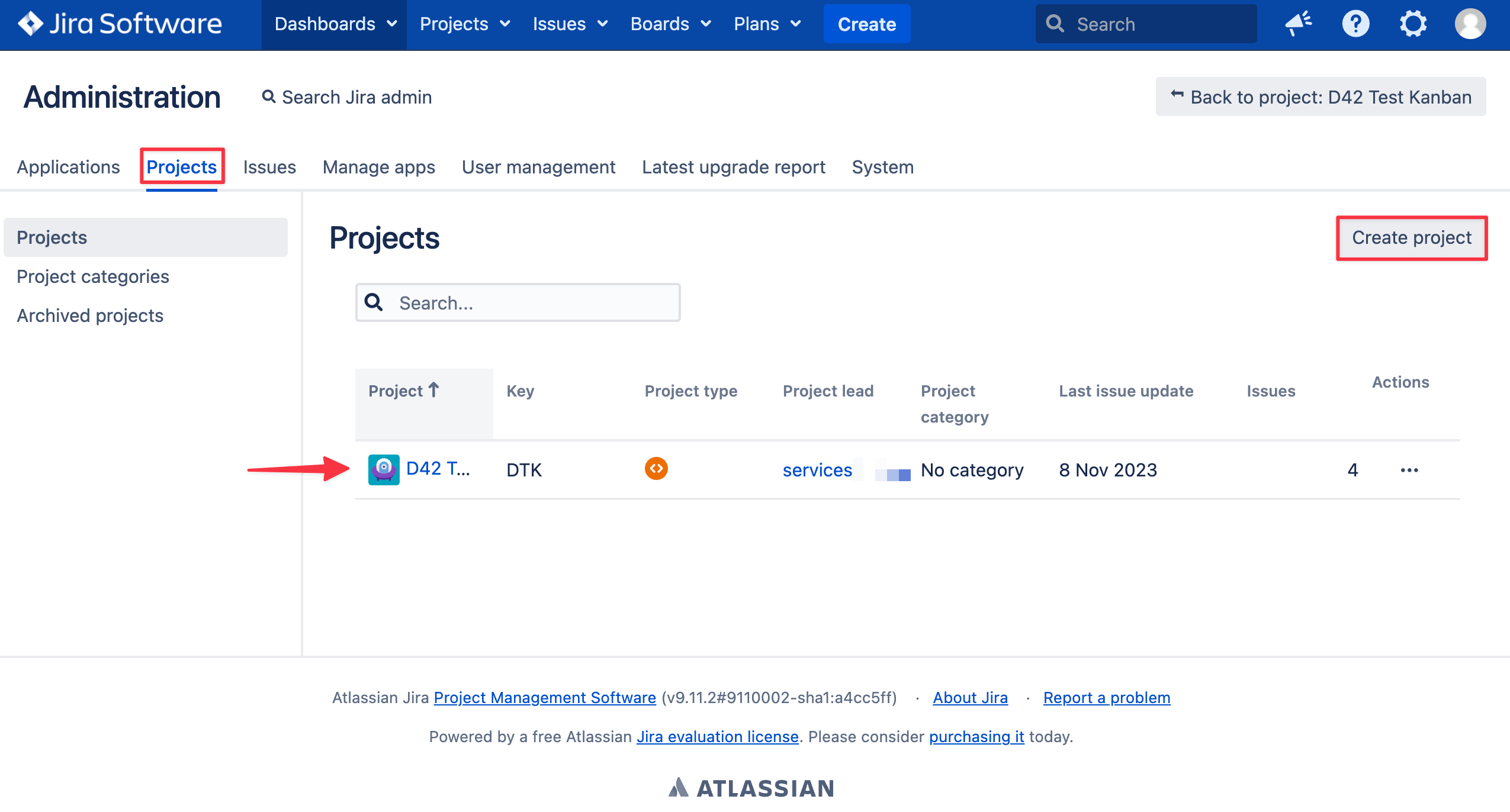 Choose or create a project
