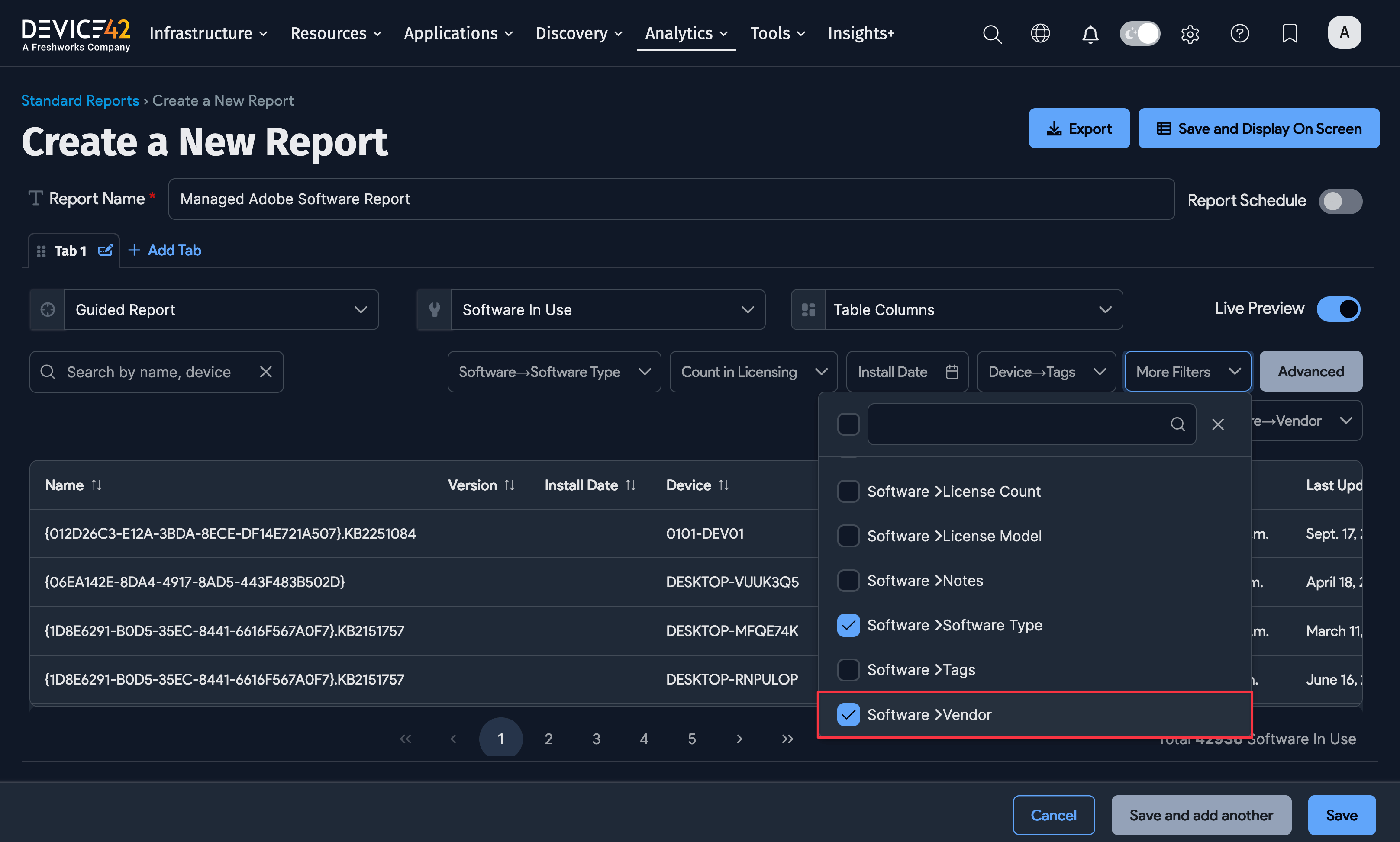 Select vendor filter