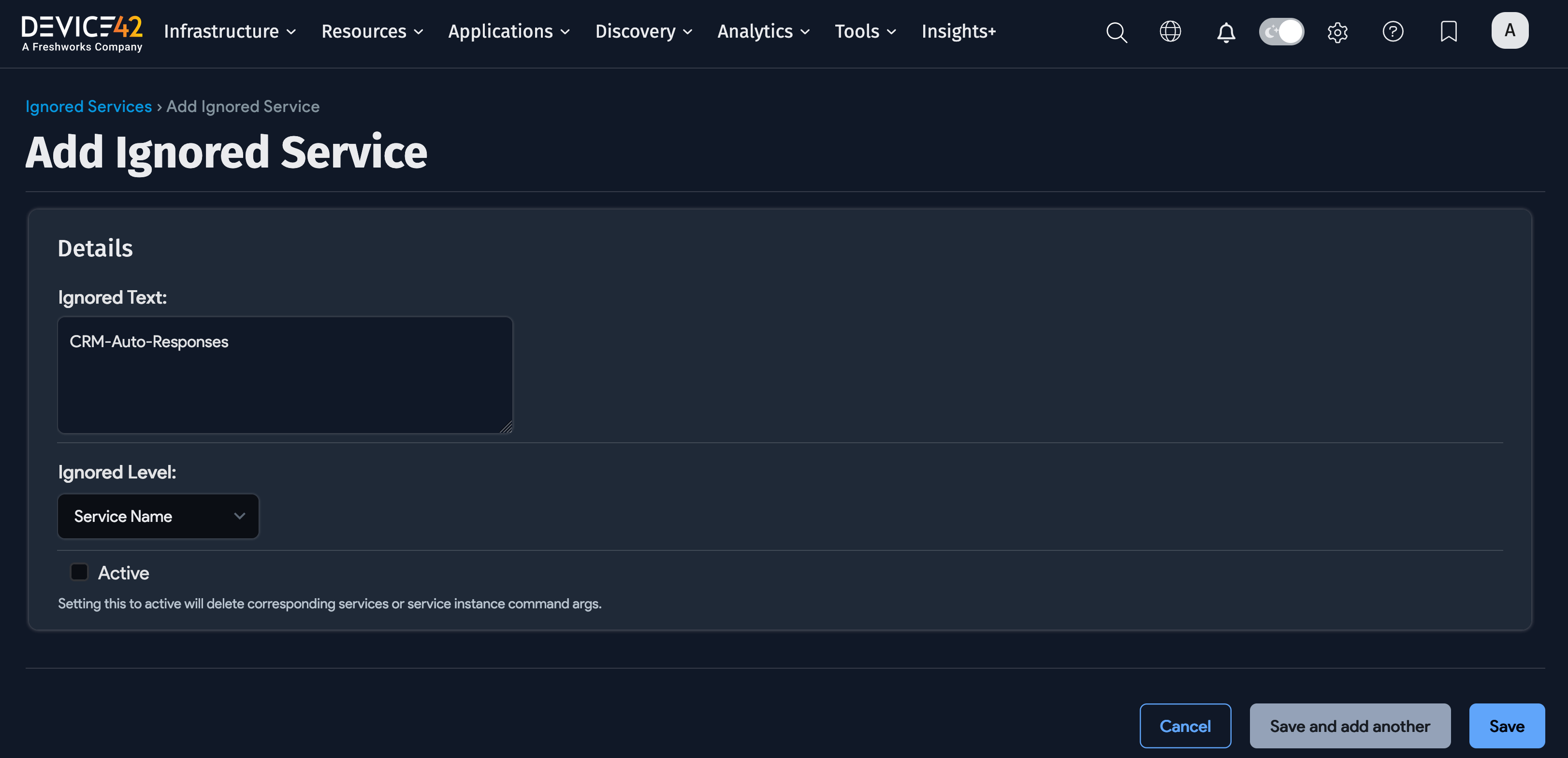 Create an Ignored Service
