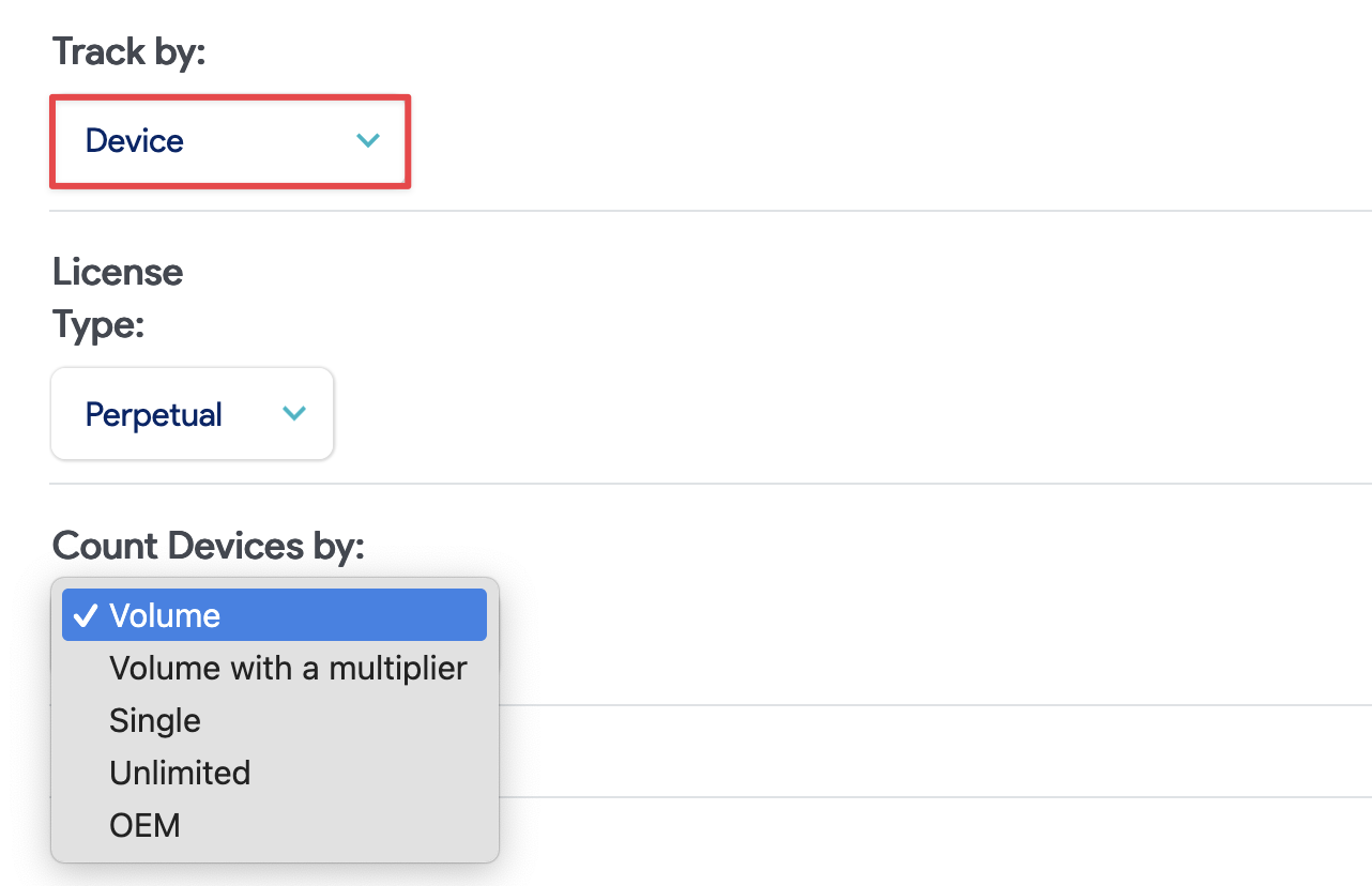 Count Devices by field options