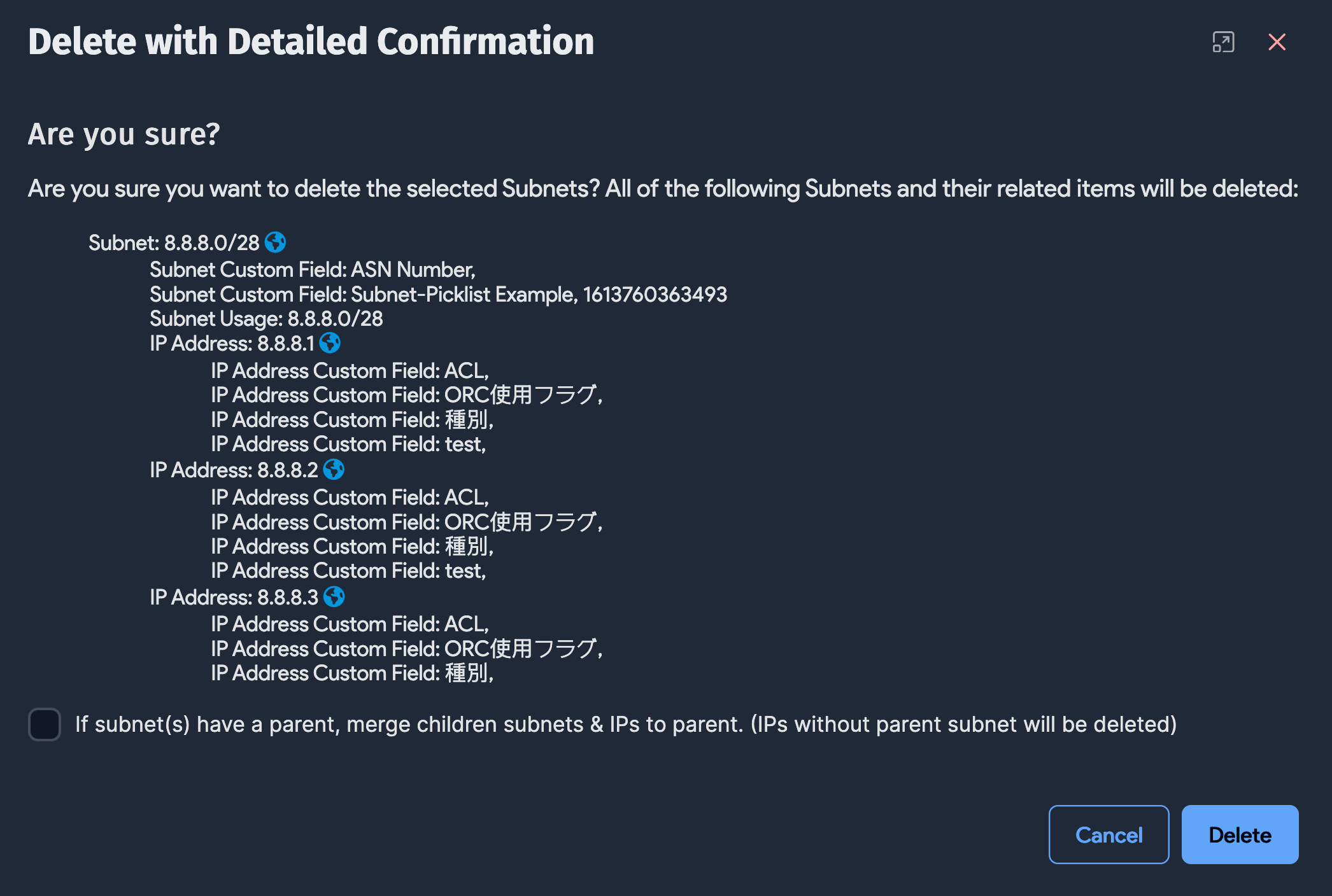 Delete with Detailed Confirmation