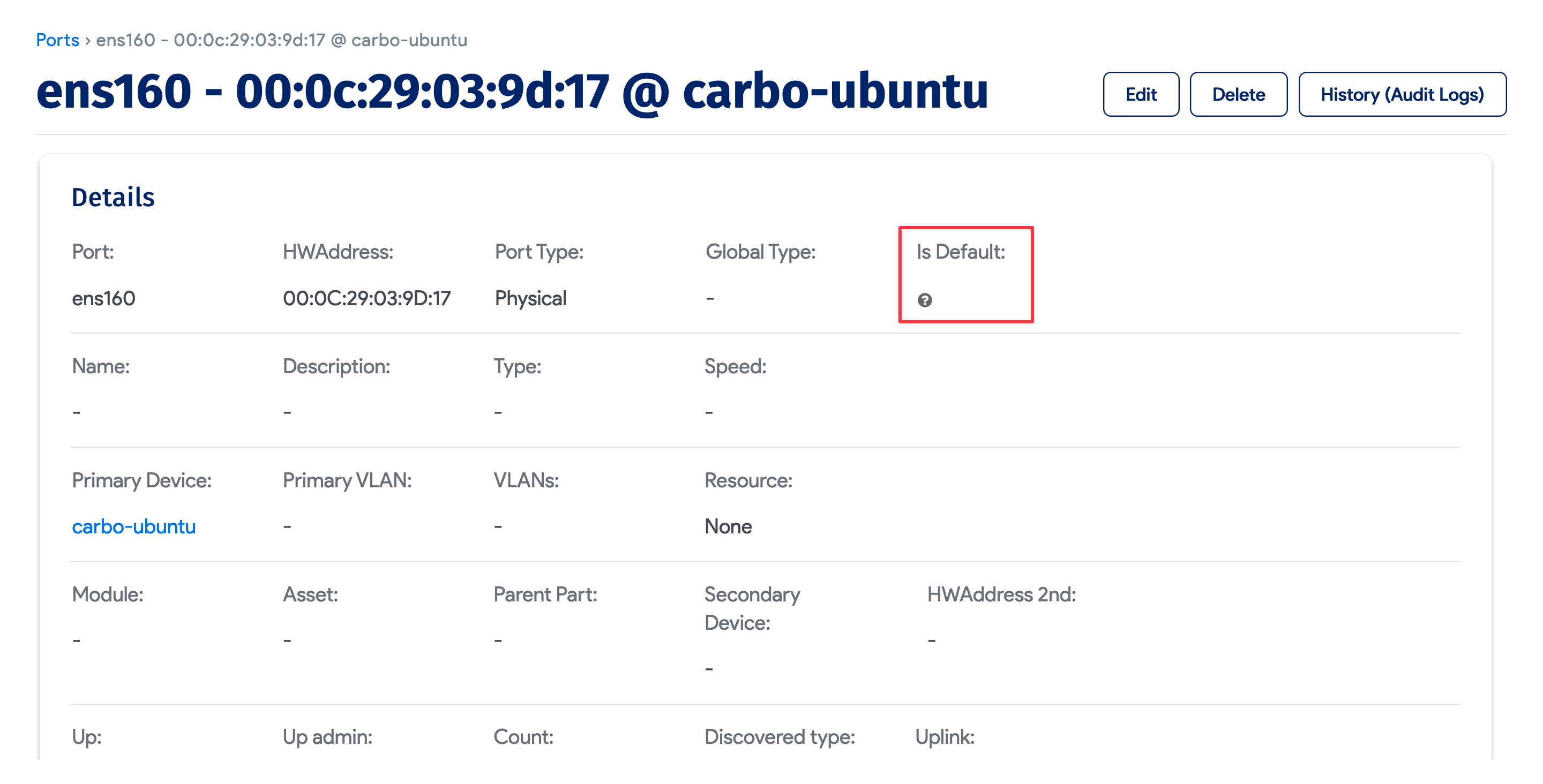 Default port property